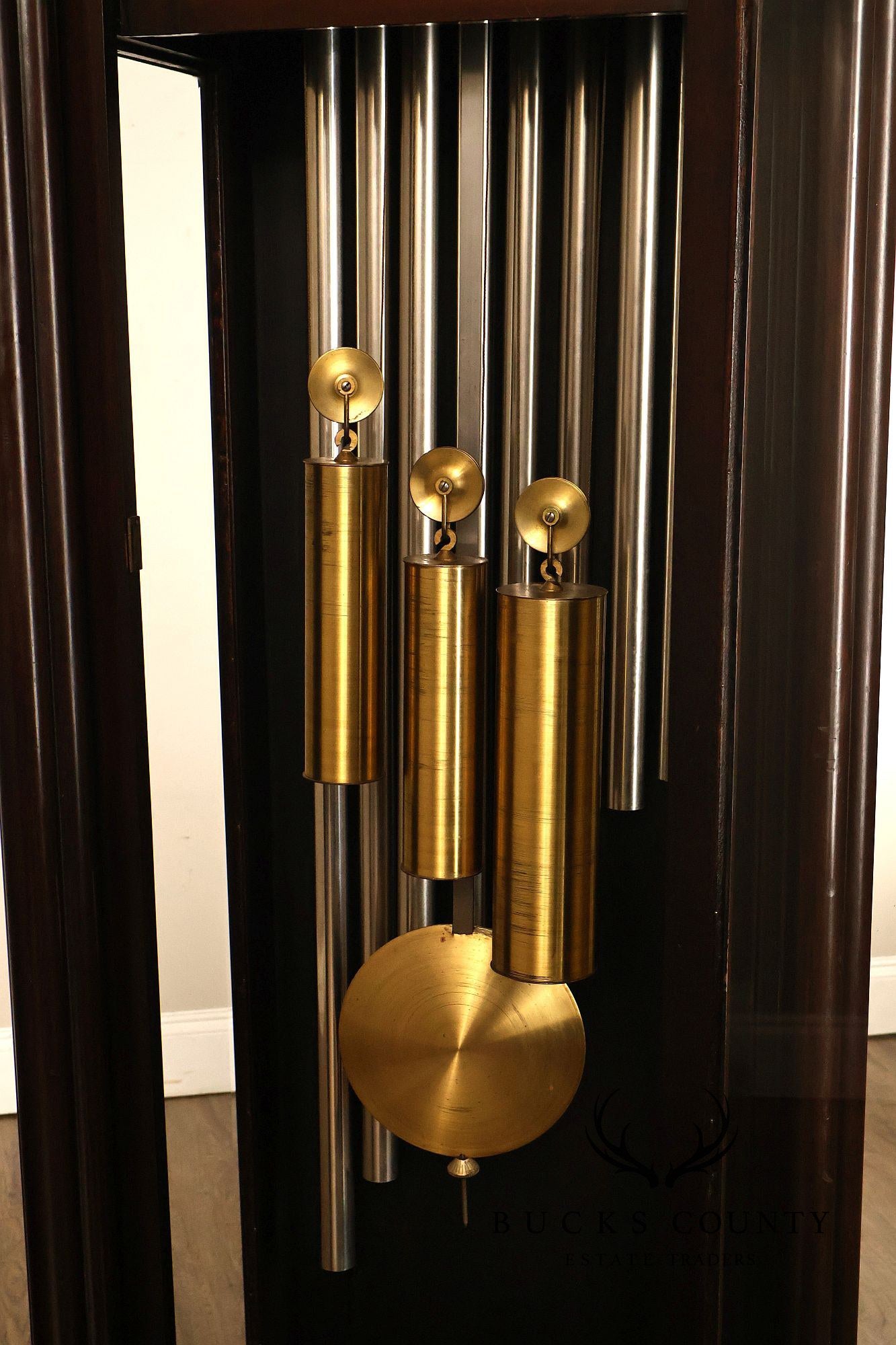 American Chime Clock Co Nine Tube Grandfather Clock with Moon Dial and Westminster Chime Movement