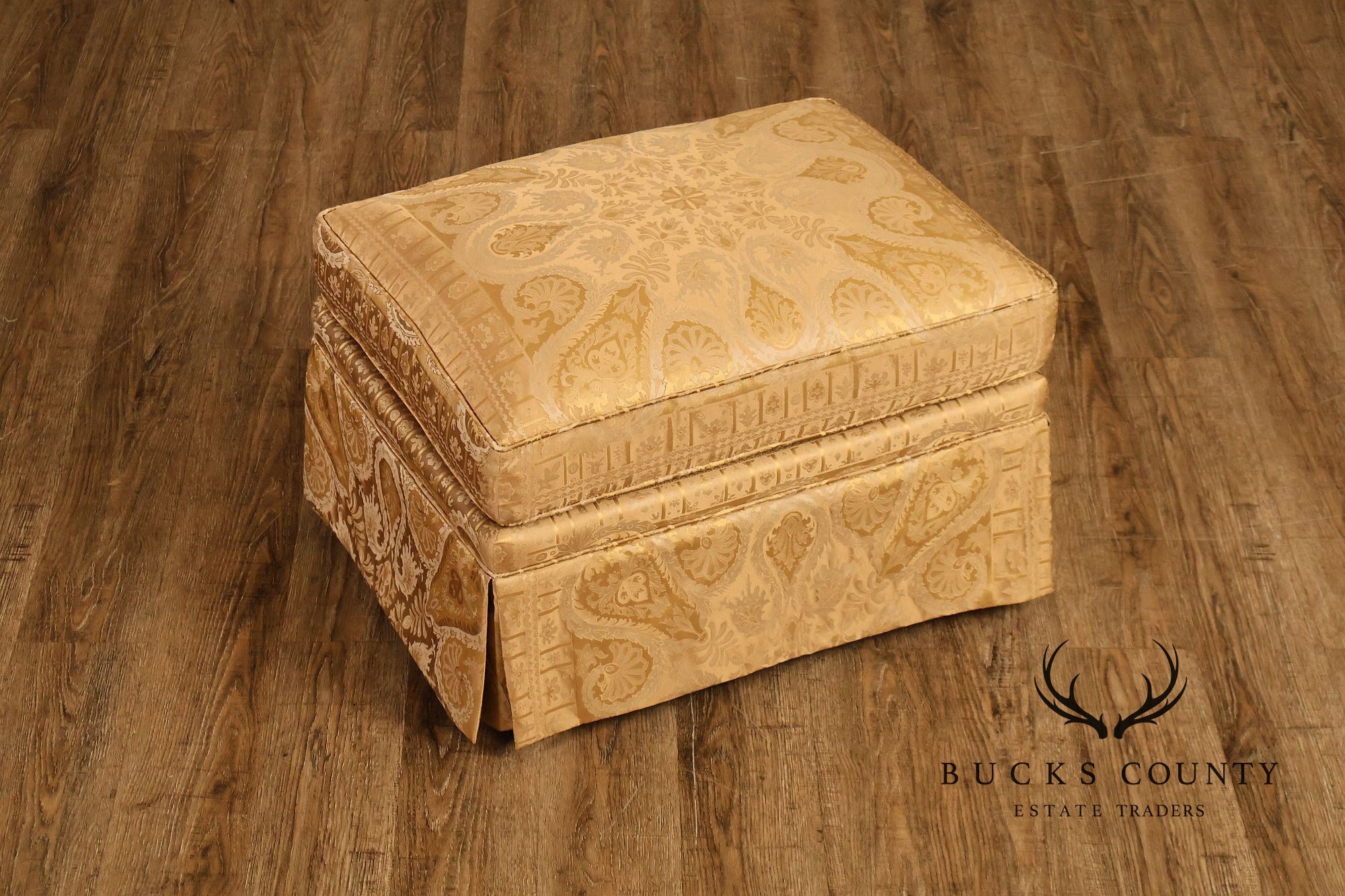 TRS Furniture Traditional Gold D amask Upholstered Lounge Chair And Ottoman