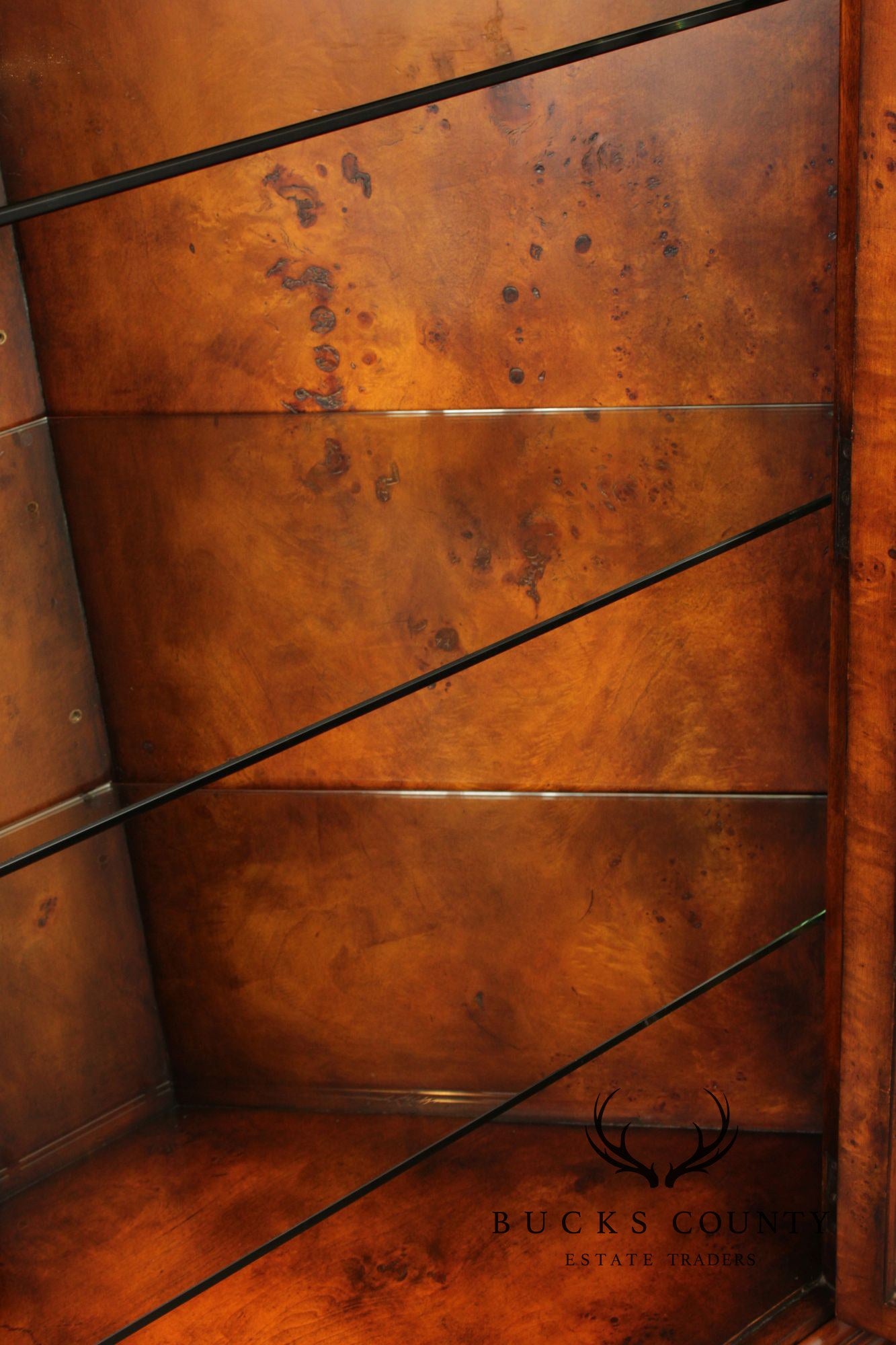 Theodore Alexander Georgian Style Burlwood Corner Cabinet