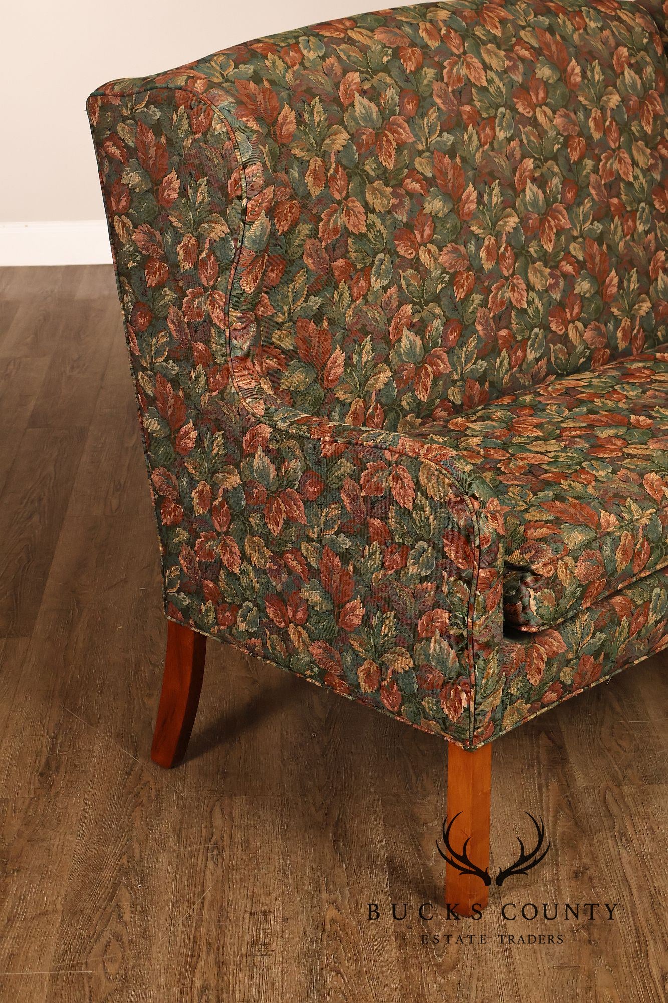 Traditional Upholstered Loveseat With Floral Fabric
