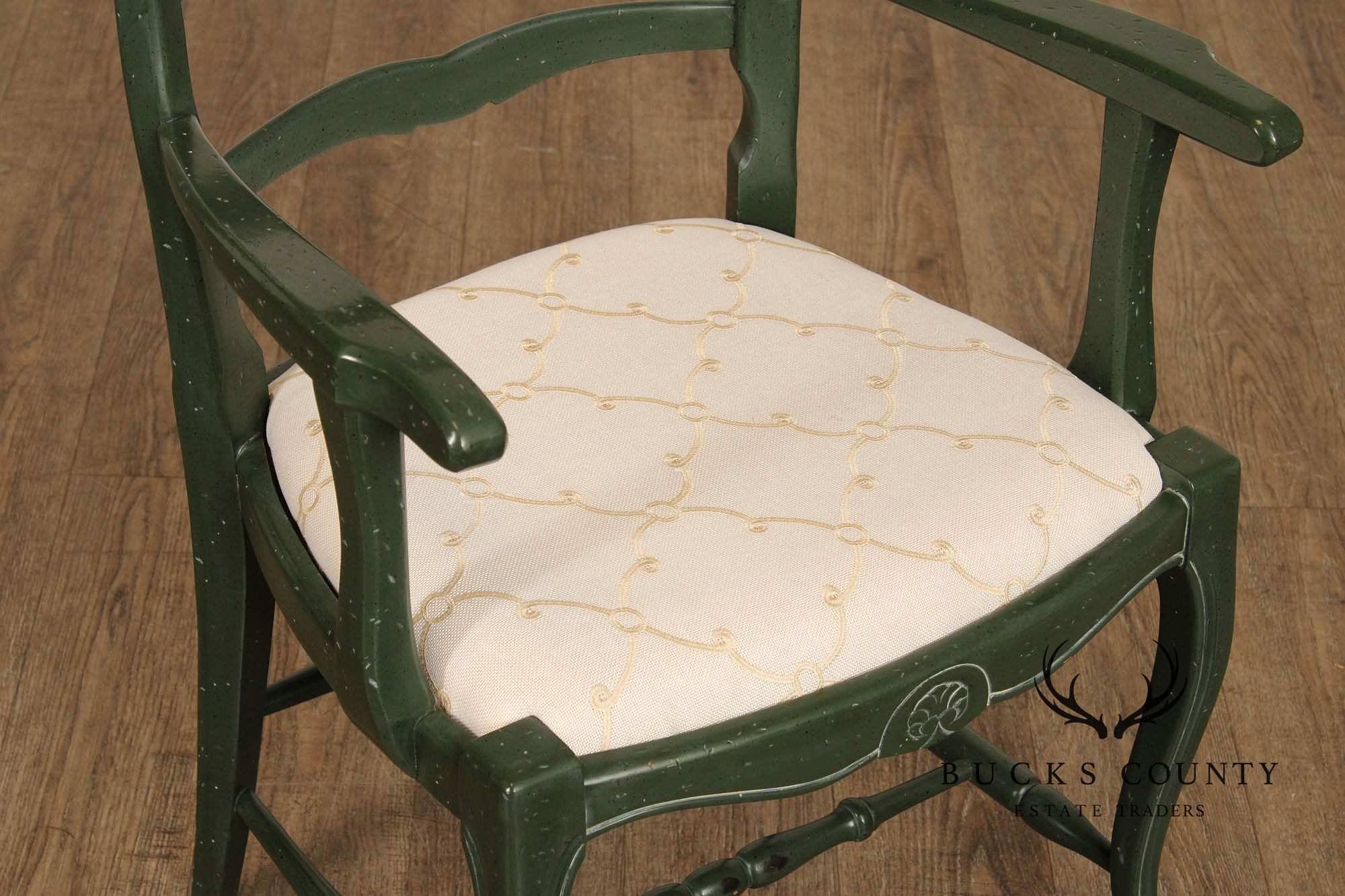 French Country Style Pair of Painted Ladderback Armchairs