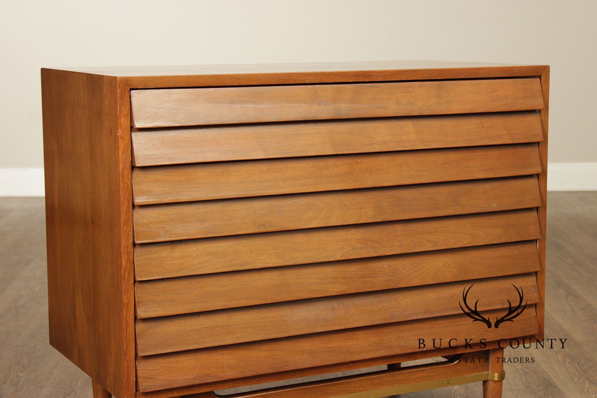 Merton Gershun For American Of Martinsville Mid-Century Modern Walnut Louvered Dresser Chest