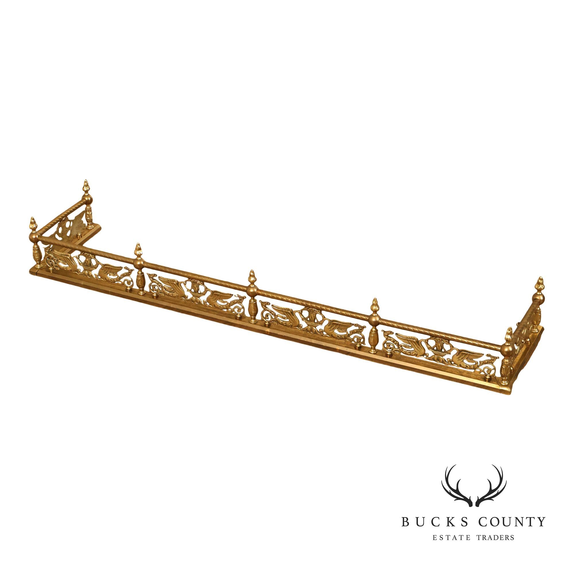 Neoclassical Style Brass Fireplace Fender
