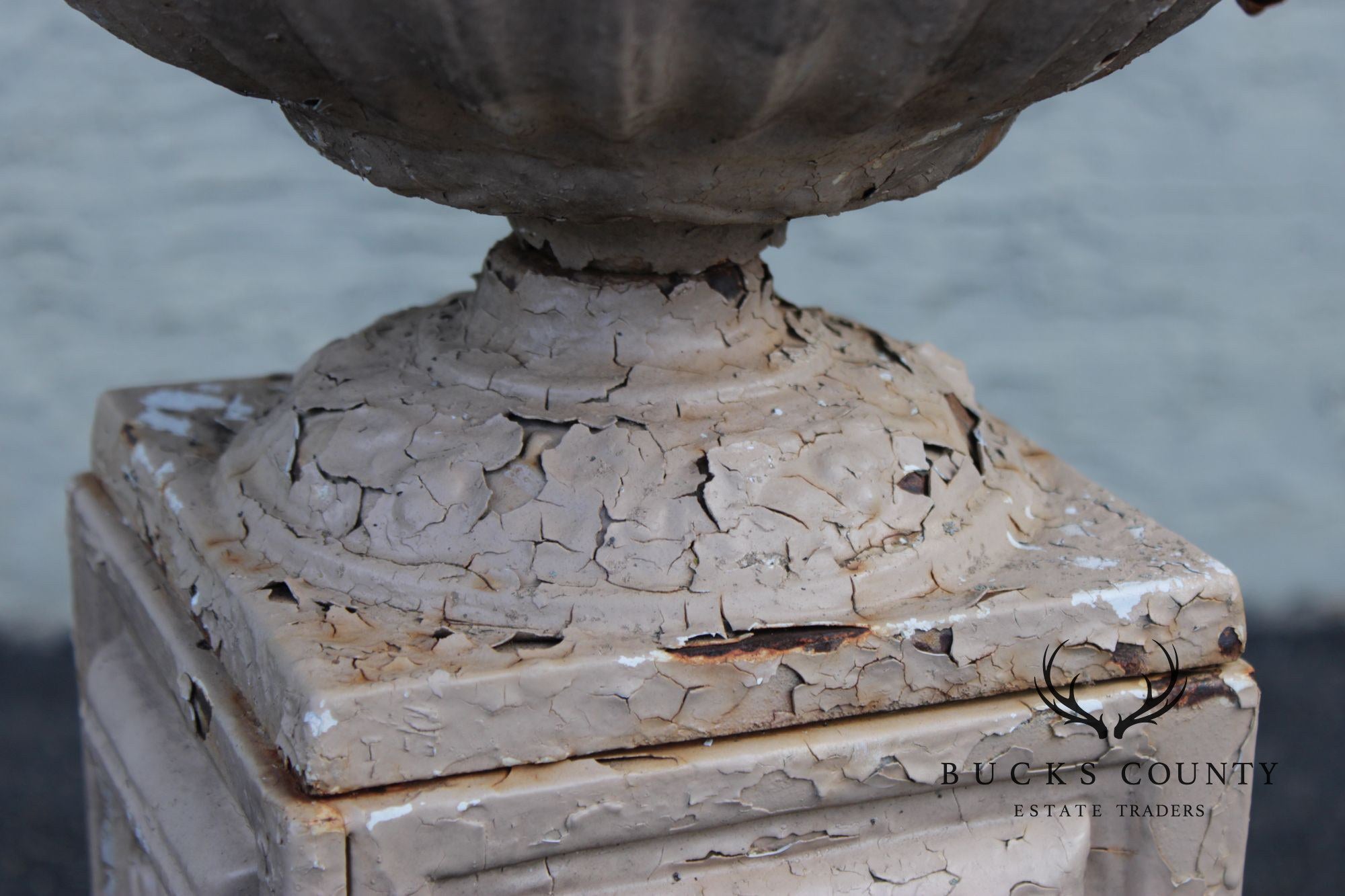 Antique Cast Iron Garden Urn on Pedestal