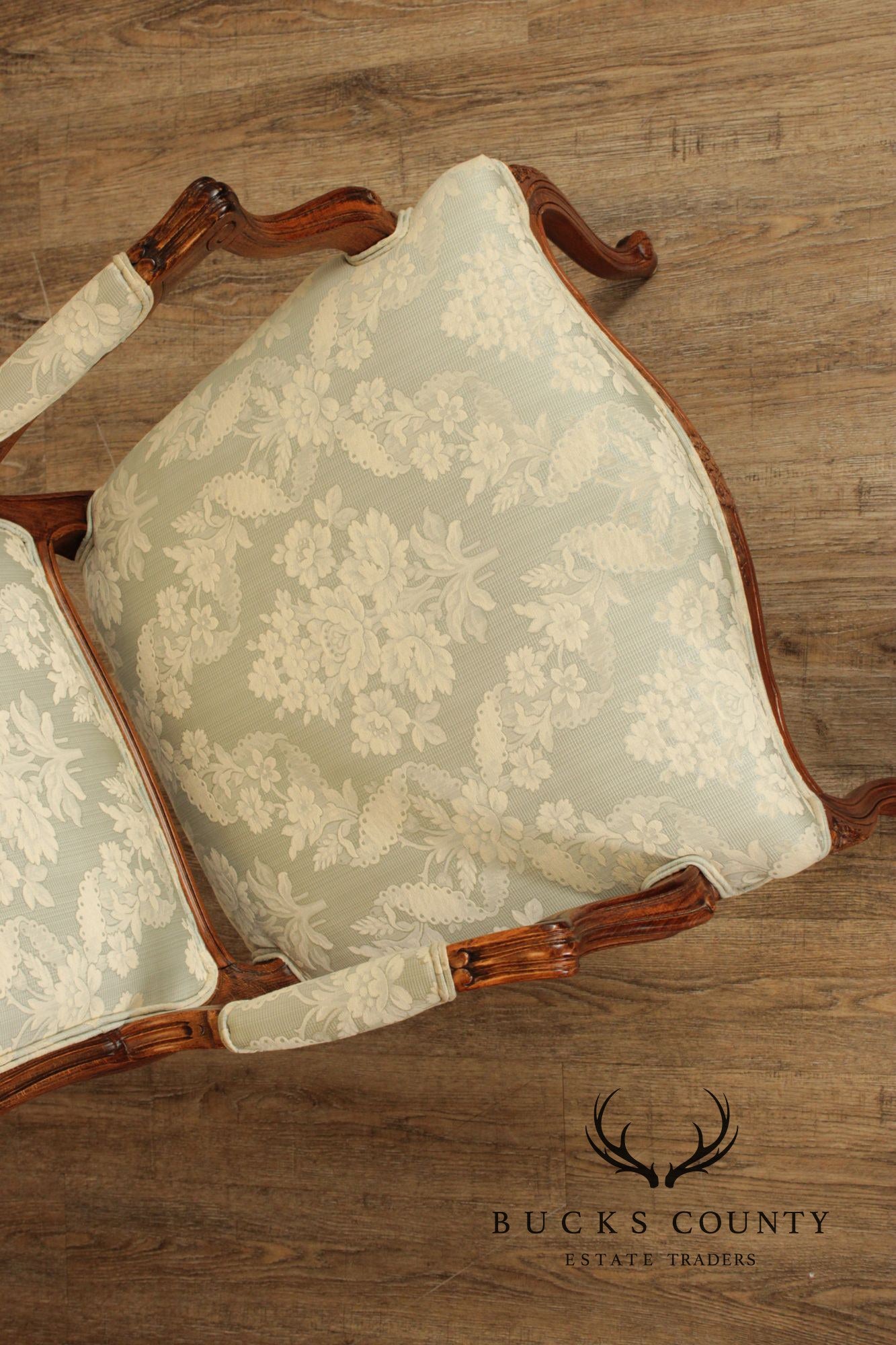 Ethan Allen French Louis XV Style Pair Fauteuil Armchairs