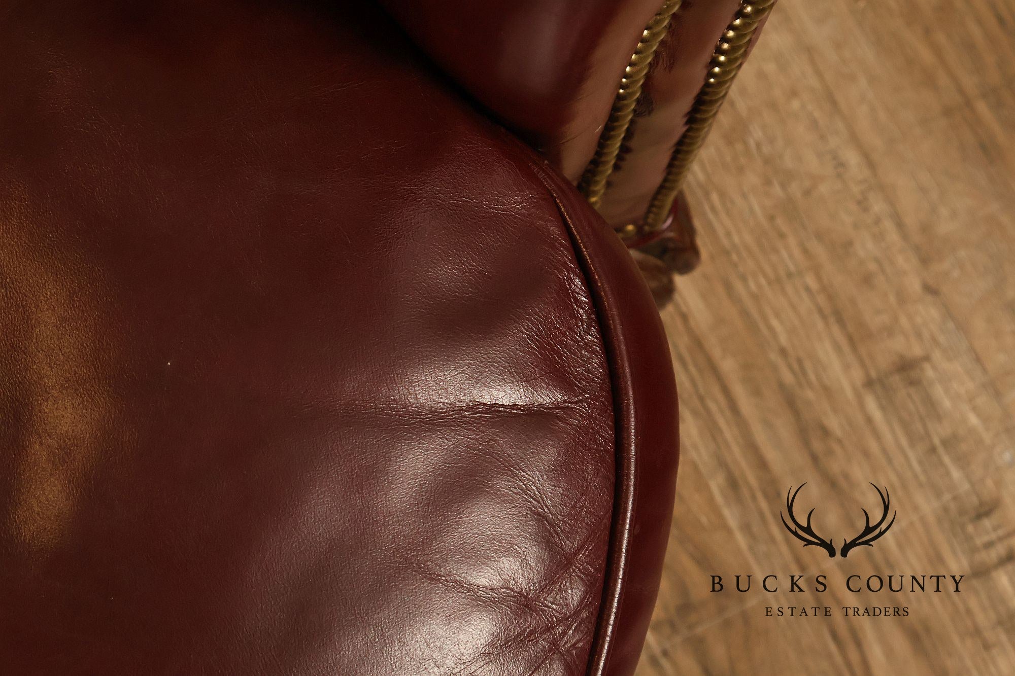 Old Hickory Tannery Burgundy Leather Nailhead Trim Club Chair