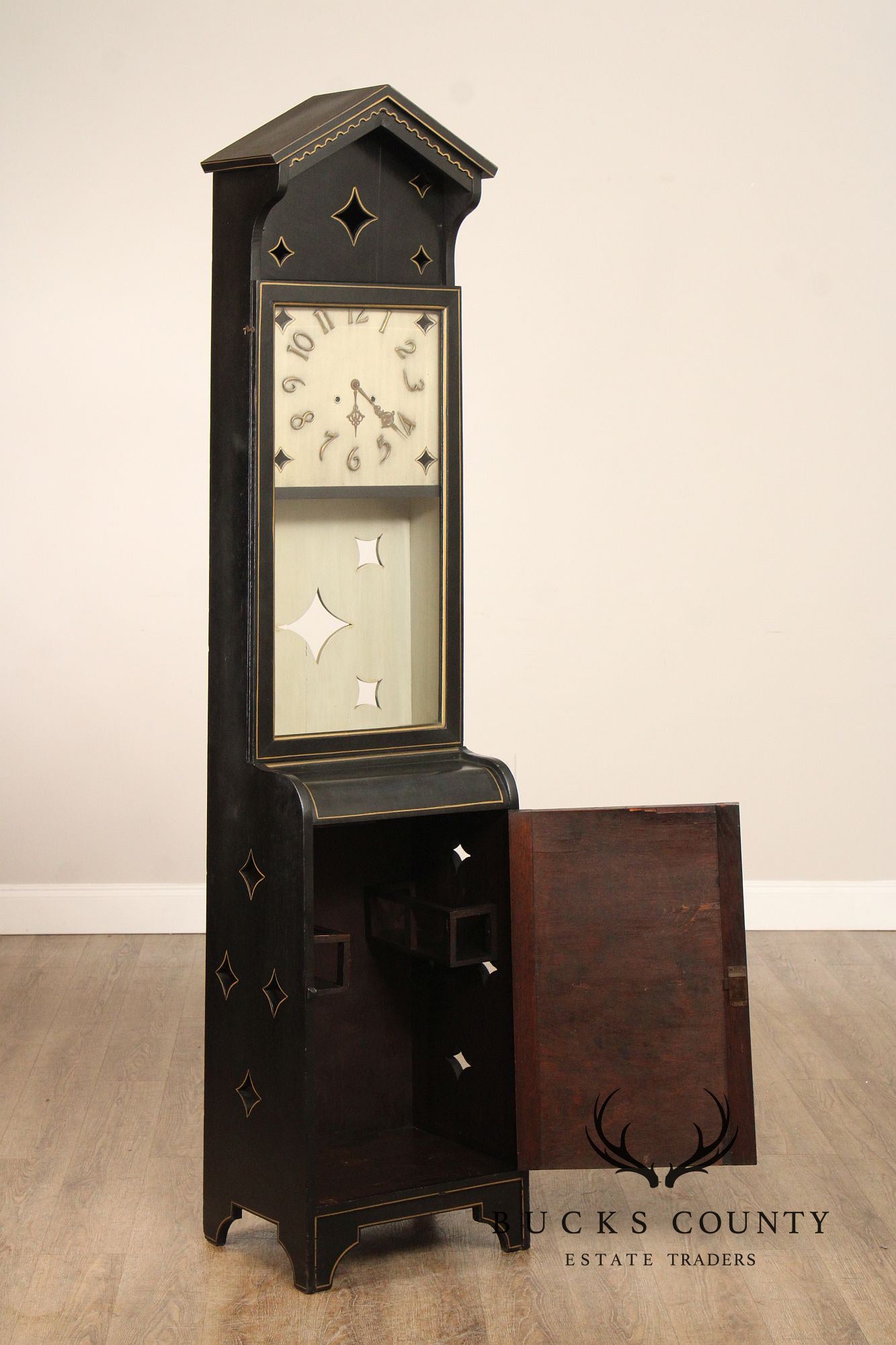 Shop Of The Crafters Antique Oak Ebonized Grandfather Clock