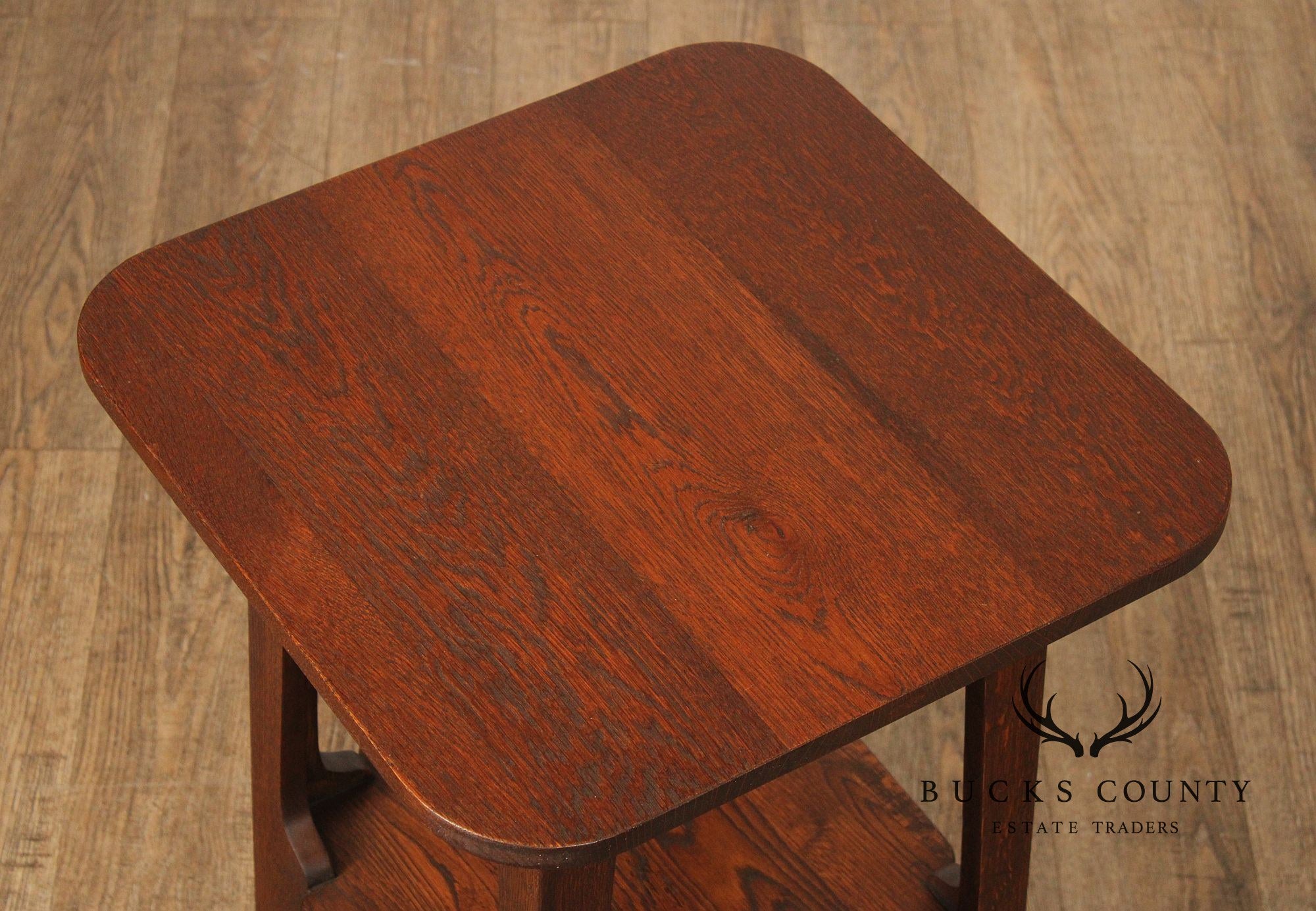 Antique Arts & Crafts Oak Pagoda Tabouret Table