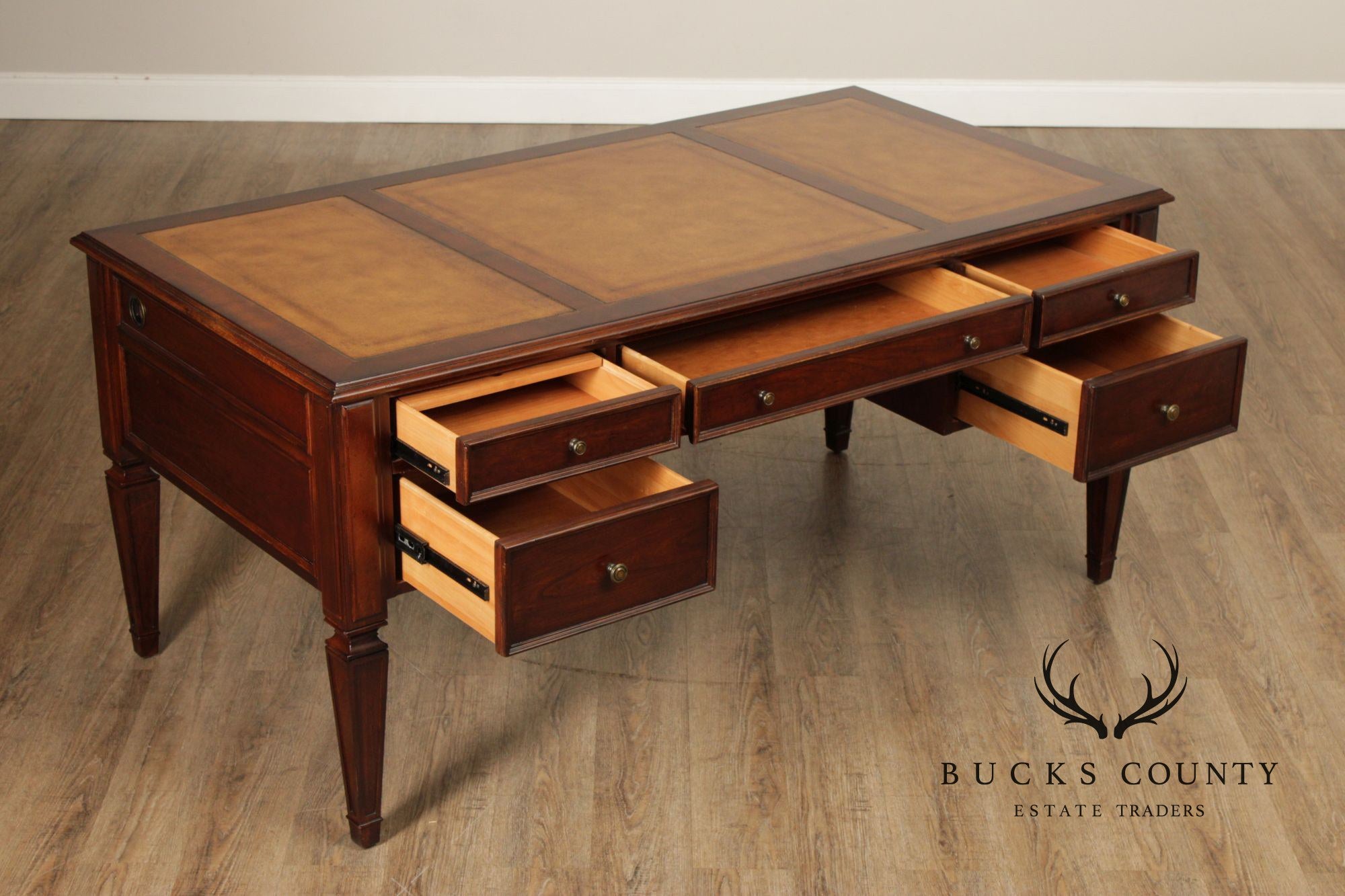 Ethan Allen Leather Top Cherry Executive Writing Desk