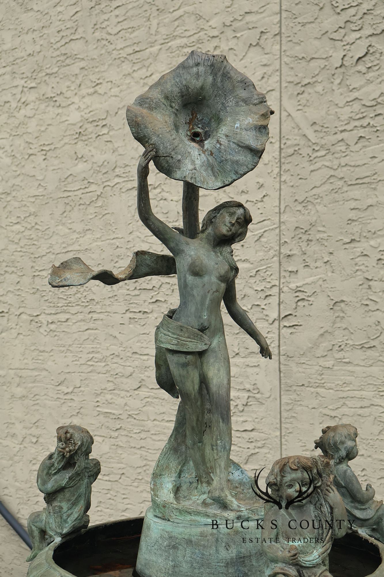 Vintage Two Tier Cherub Bronze Garden Fountain