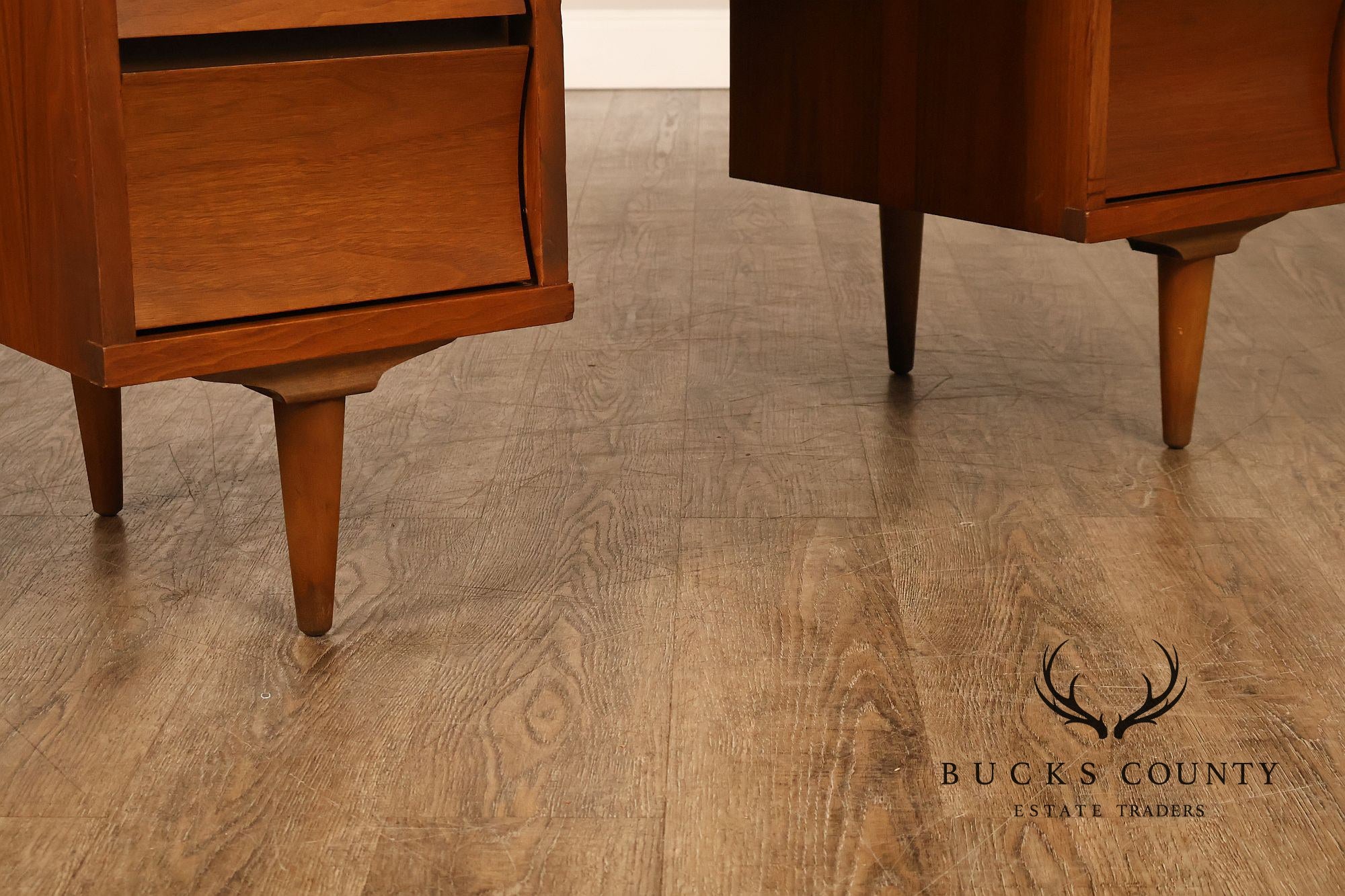 Mid Century Modern Sculpted Front Writing Desk