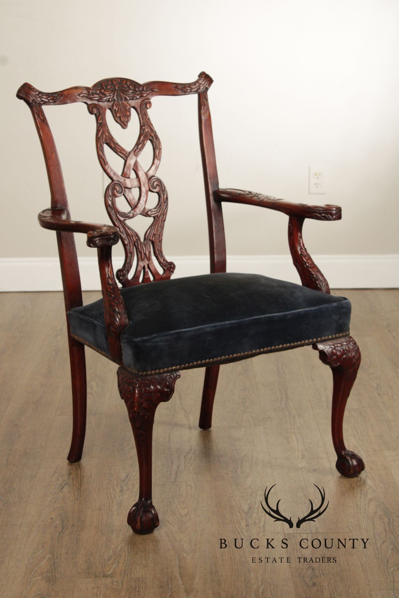Chippendale Style Carved Mahogany Armchair