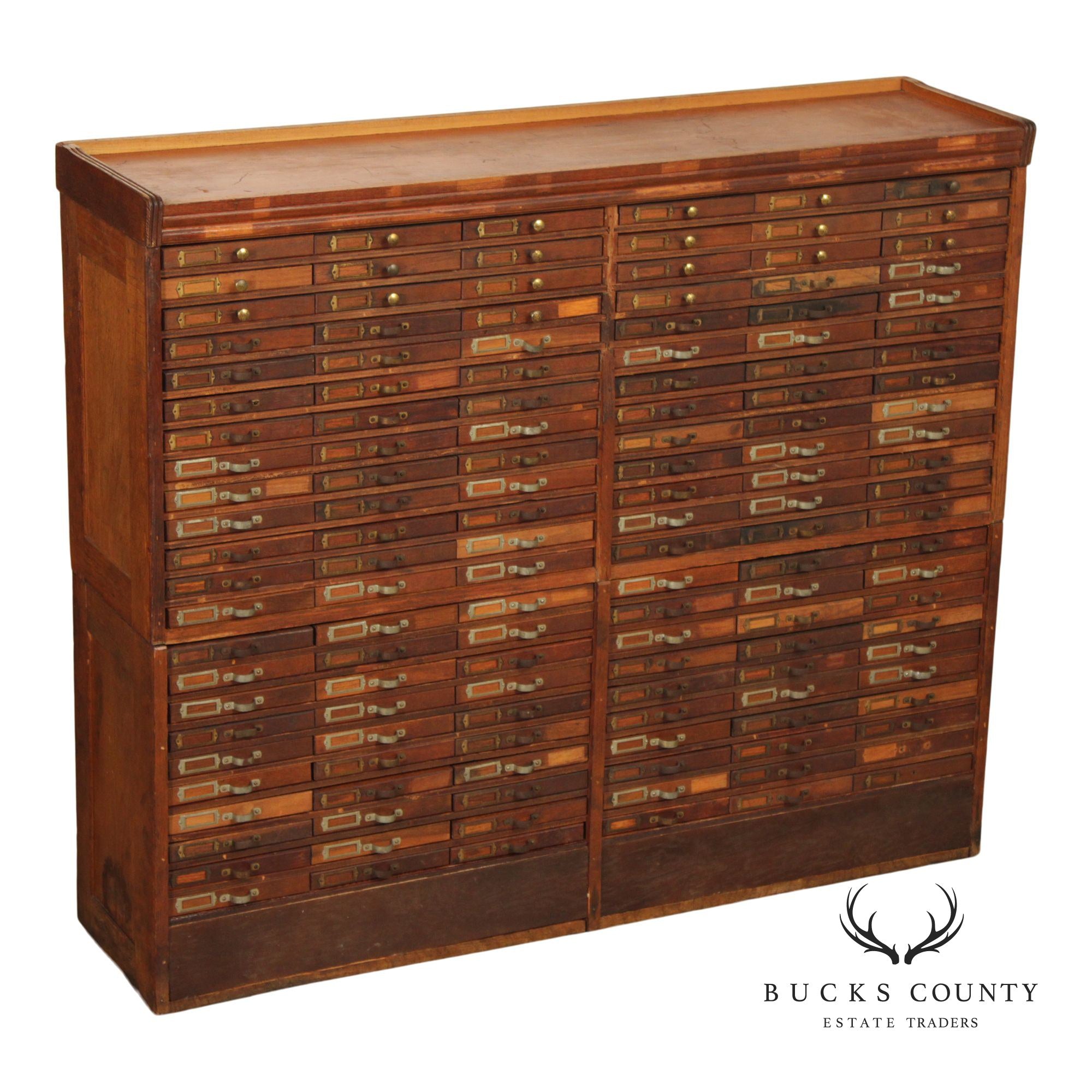 Antique Oak Printer's File Cabinet