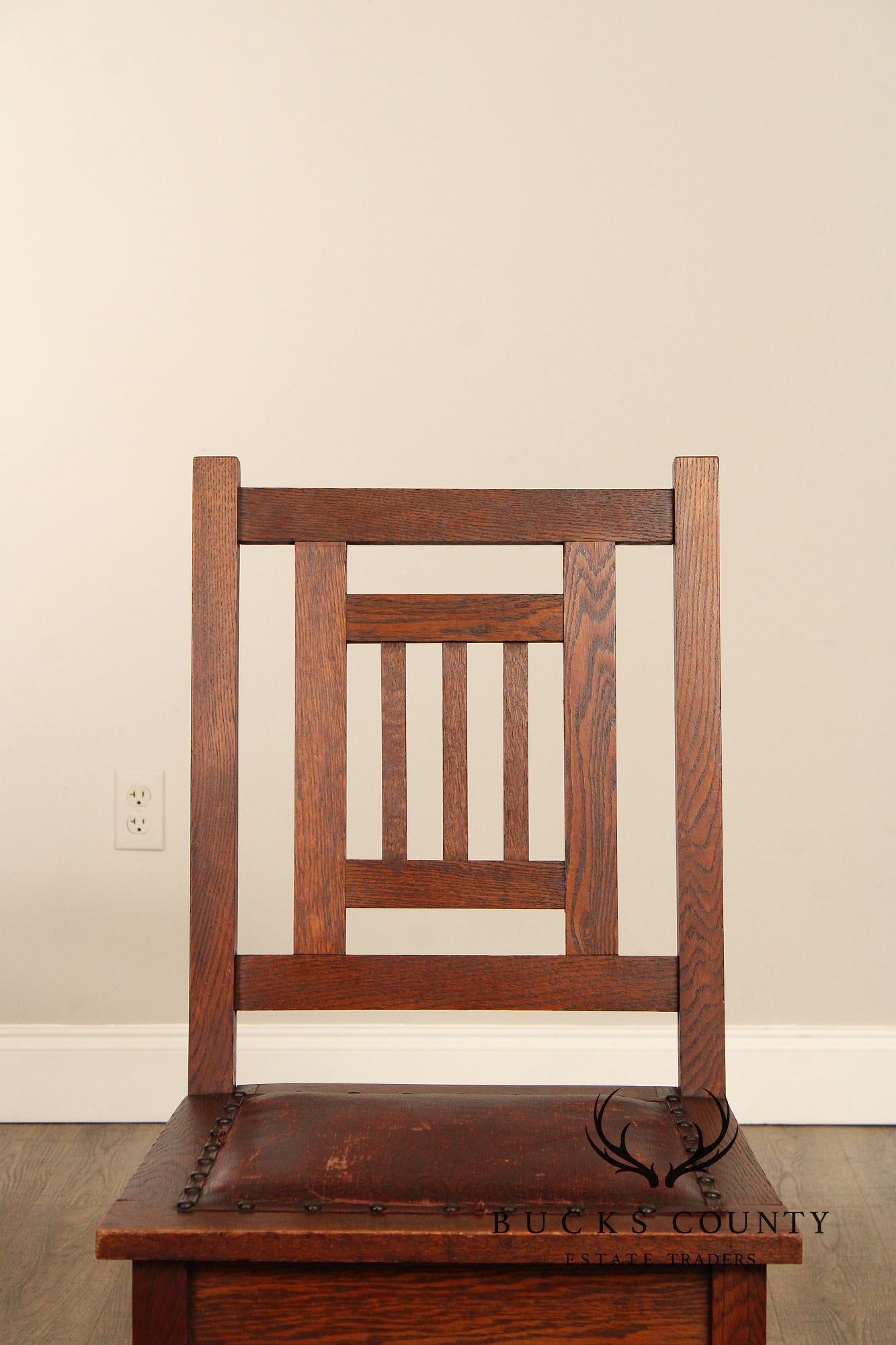 Antique American Arts & Crafts Mission Set Of 3 Oak Side Chairs