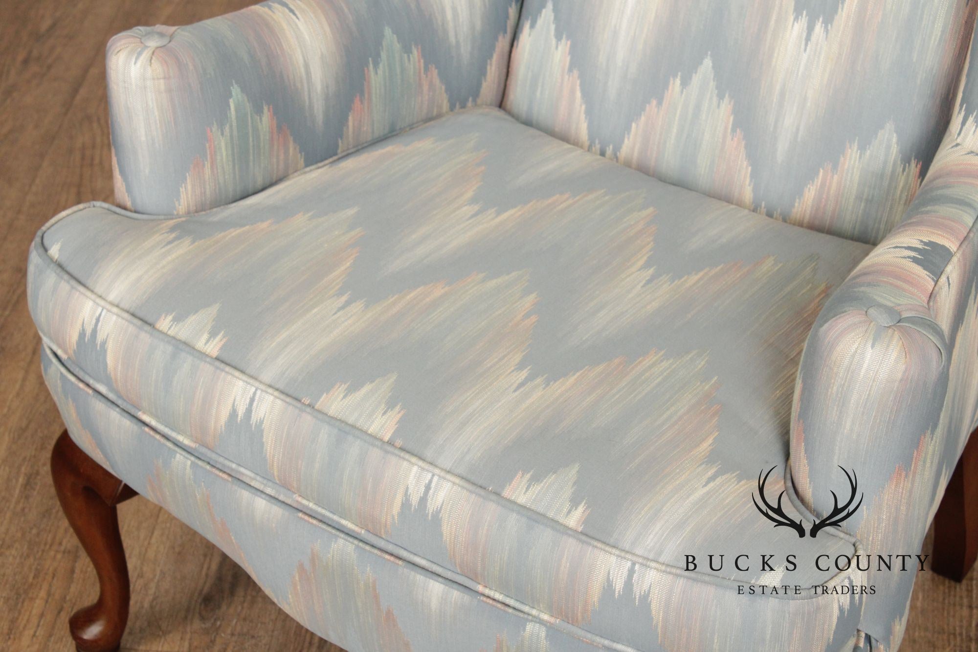 Ethan Allen Queen Anne Style Pair of Wingback Chairs