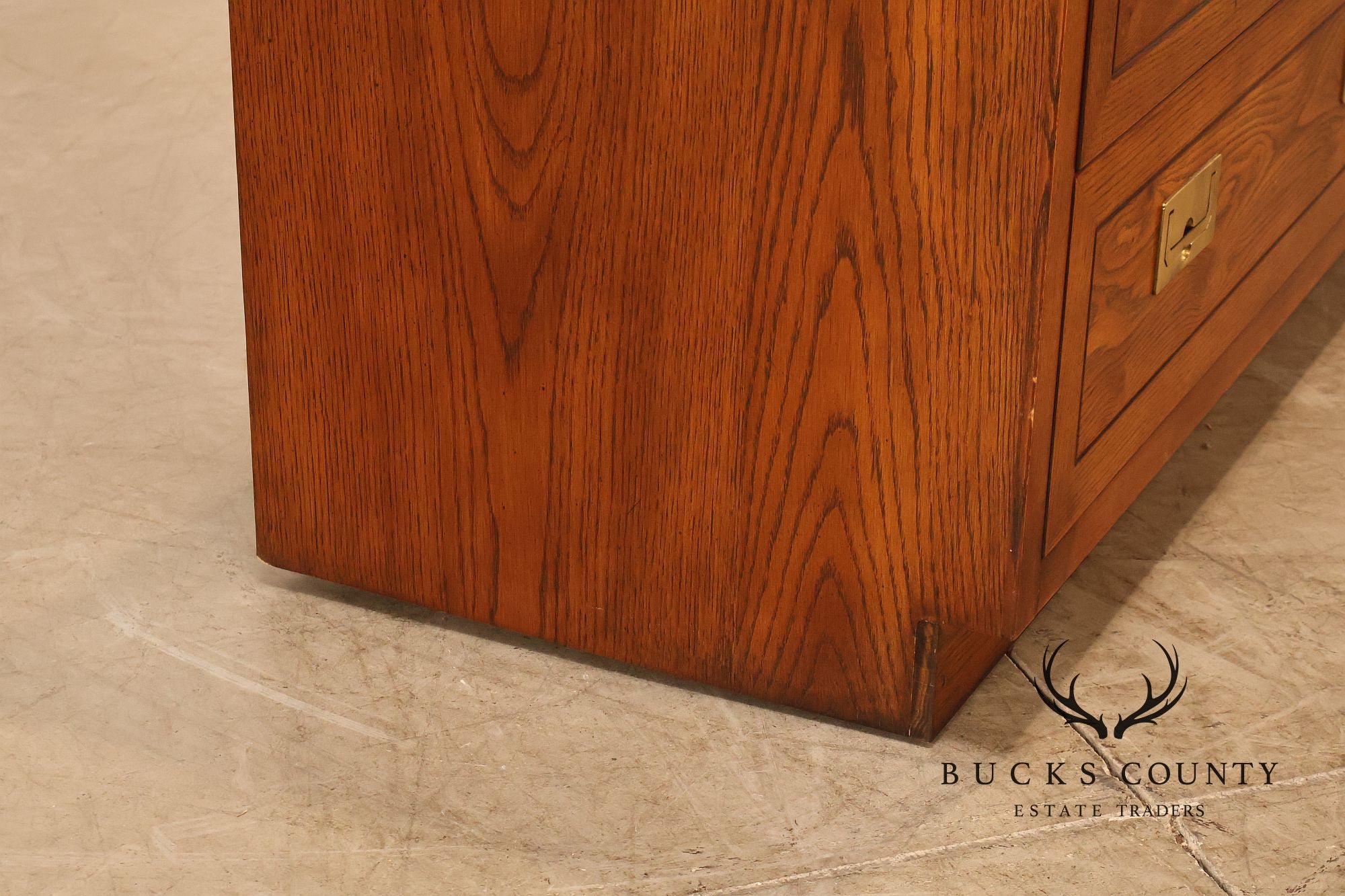 Henredon Campaign Style Oak Seven Drawer Dresser