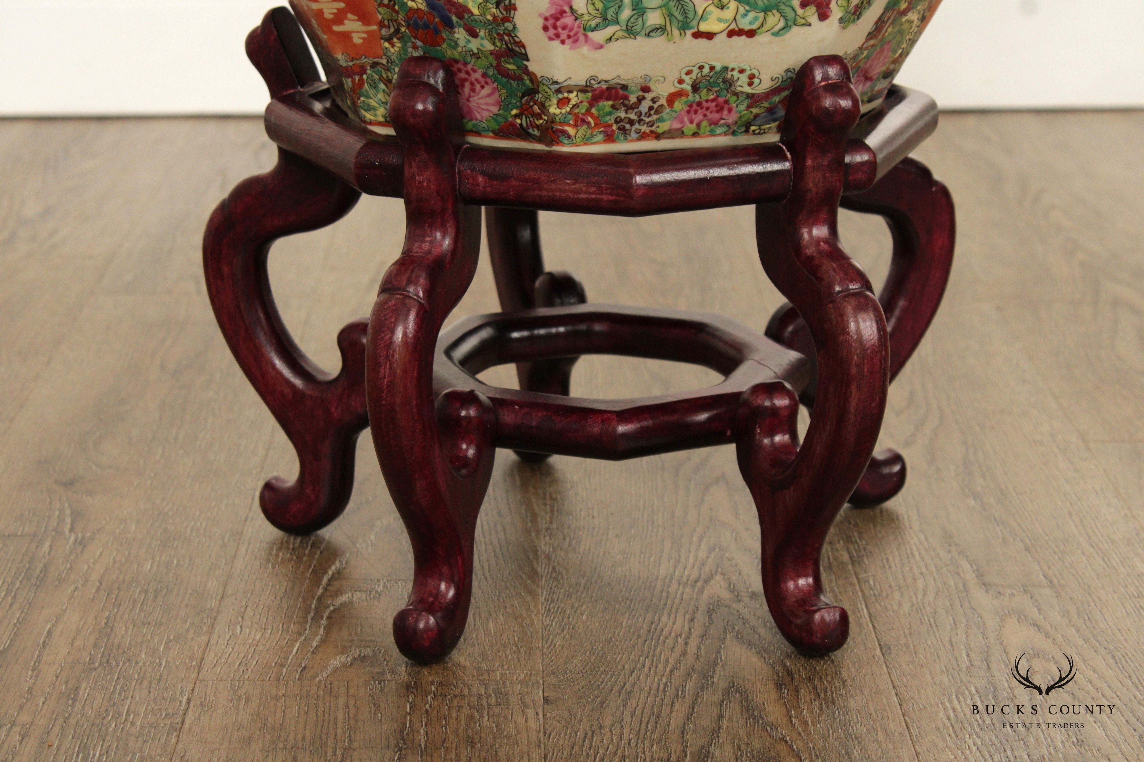 Chinese Famille Rose Enameled Porcelain Fishbowl Planter