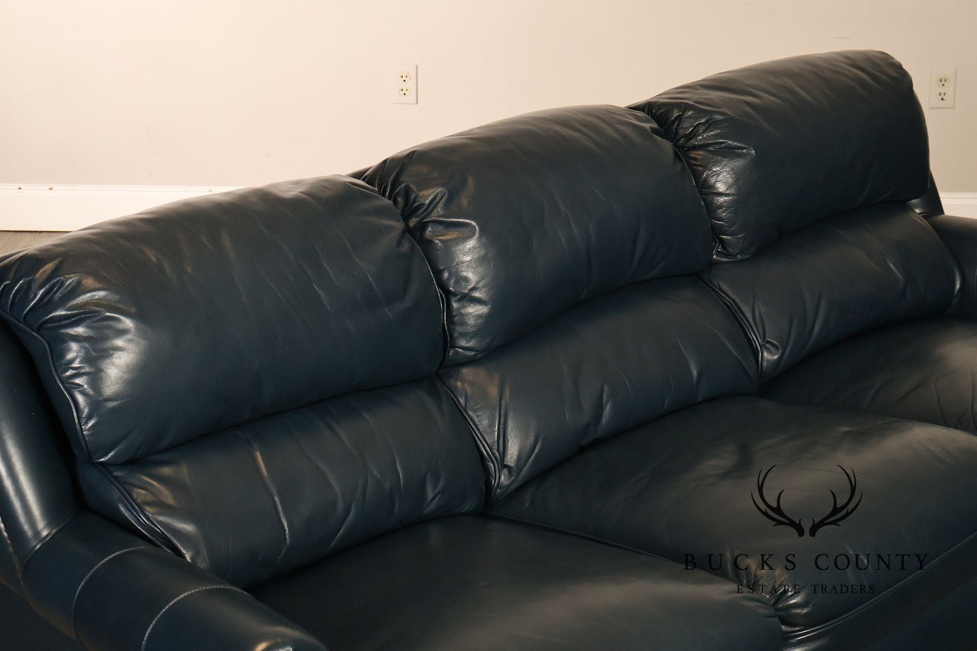 Hancock & Moore Blue Leather 'Austin' Sofa