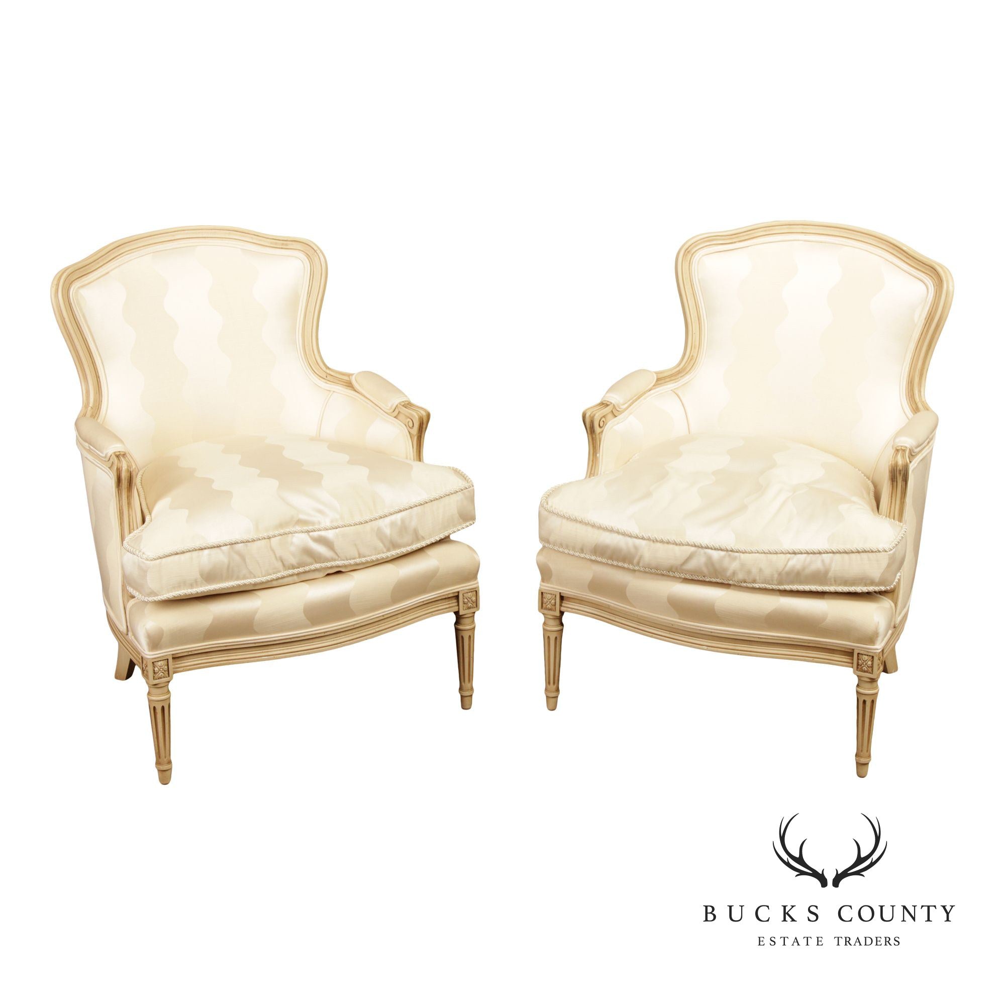 French Louis XVI Style Vintage Pair Of Bergere Chairs