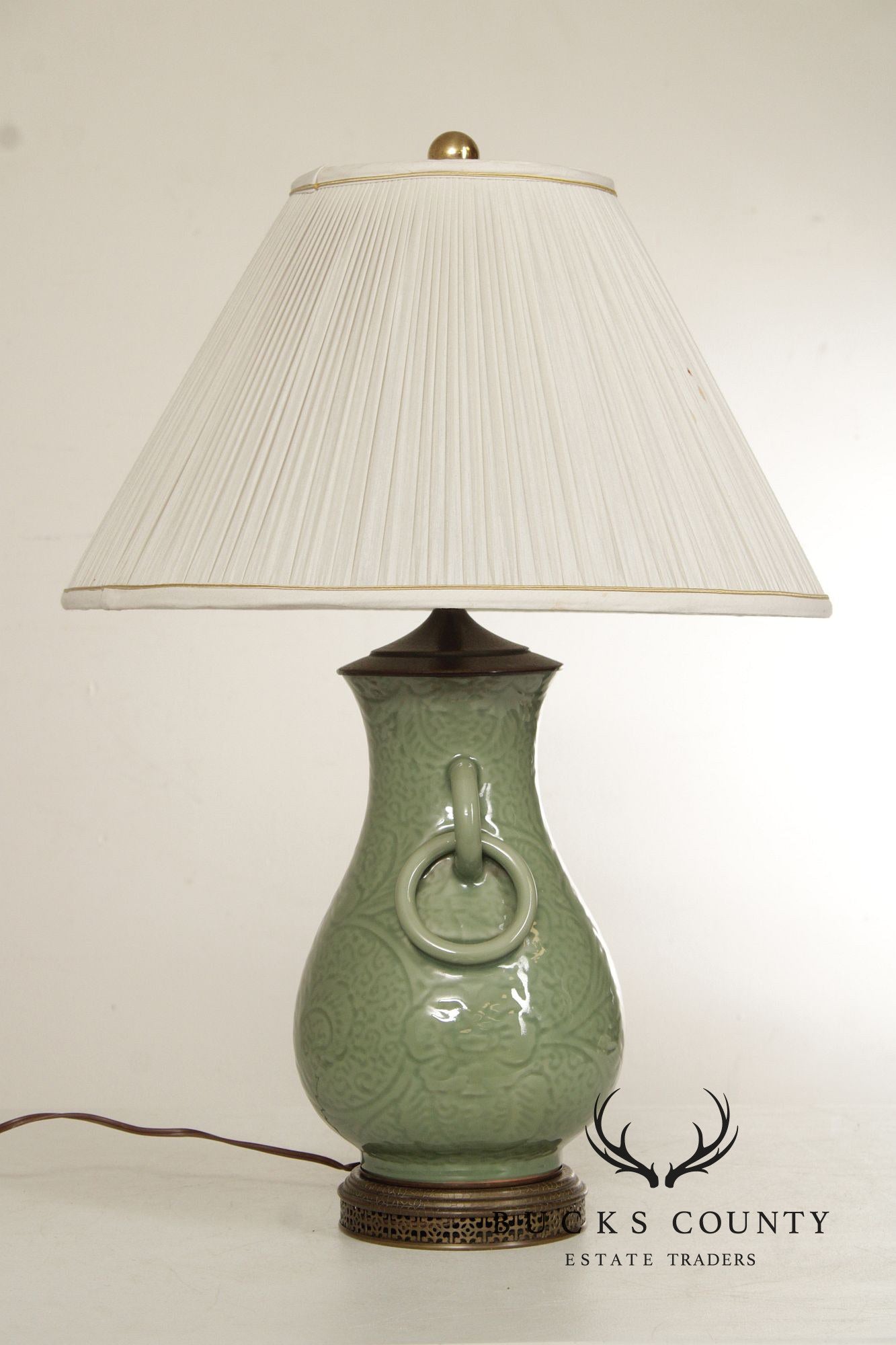 Asian Style Celadon Glazed Table Lamp