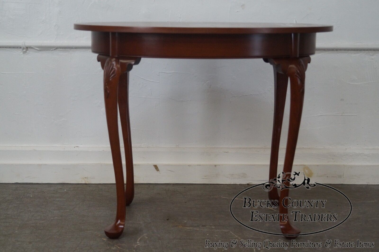 Hand Crafted Mahogany Inlaid Oval Side Table by Alvin Rothenberger