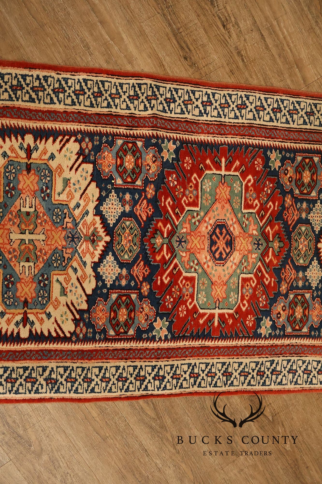 Vintage Hand Tied Wool Kazak Tribal Long Runner Rug