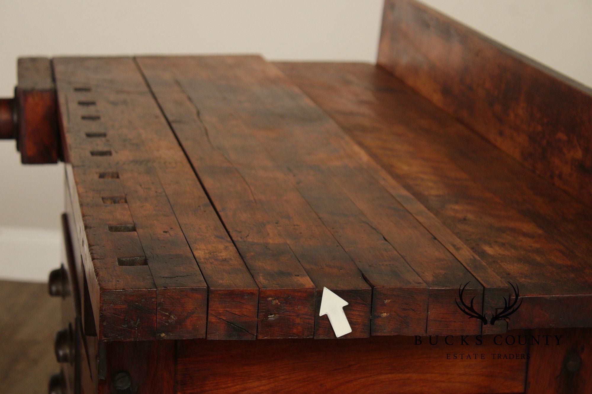 Antique C. Christensen Chicago Antique Industrial Carpenter’s Workbench