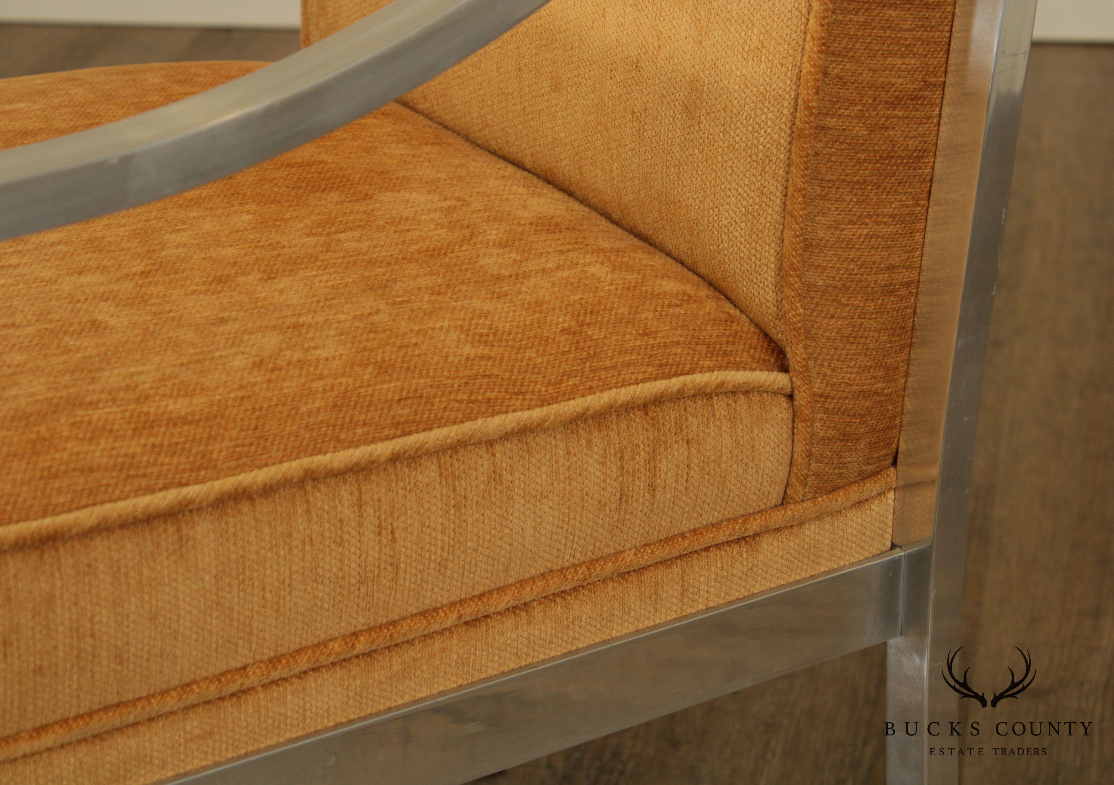 Mid Century Modern Aluminum Frame Upholstered Armchair