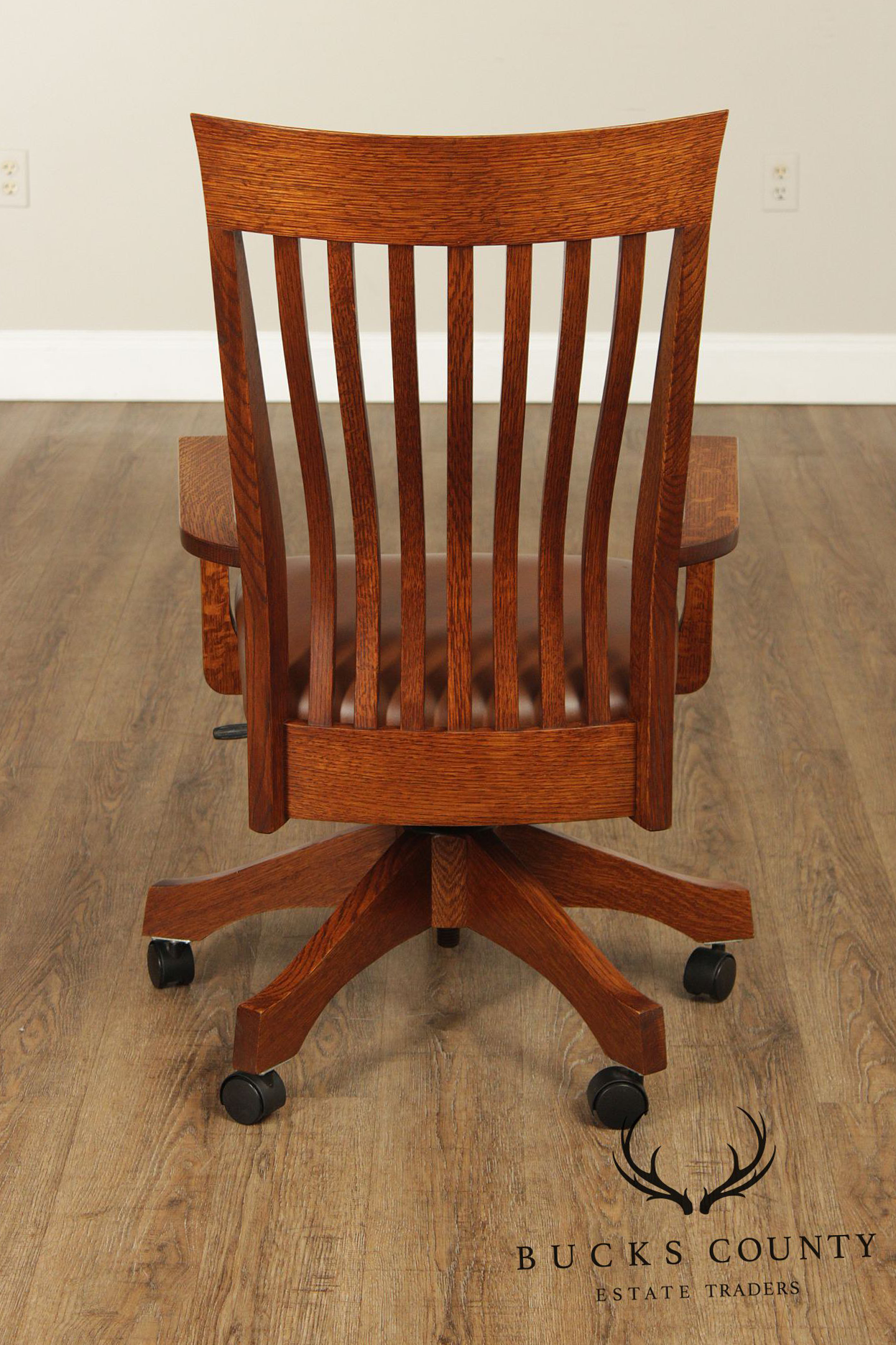 Mission Style Custom Quality Oak and Leather Executive Office Chair