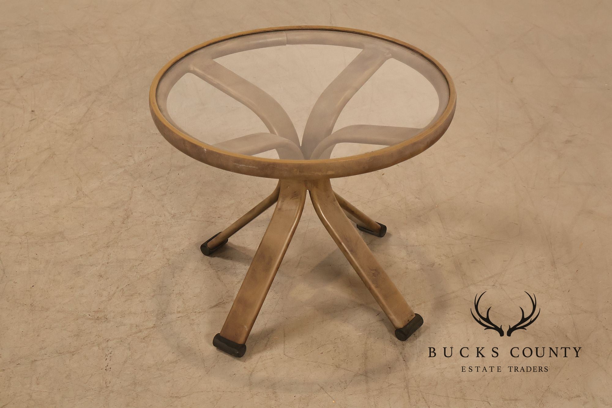 Brown Jordan Pair of Outdoor Round Glass Top Side Tables