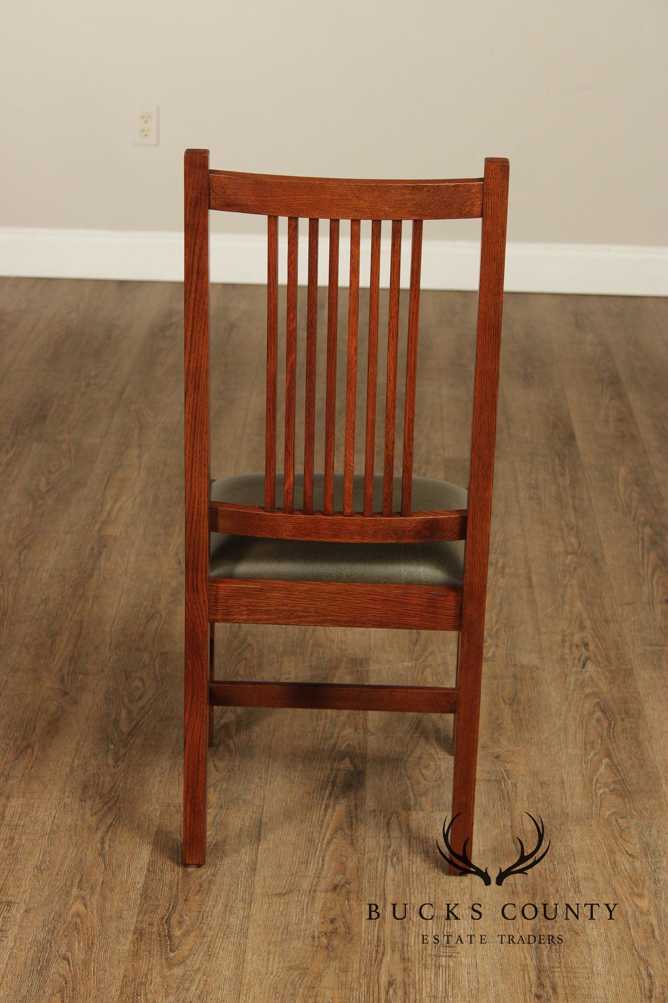 Stickley Mission Collection Pair Oak Spindle Side Dining Chairs