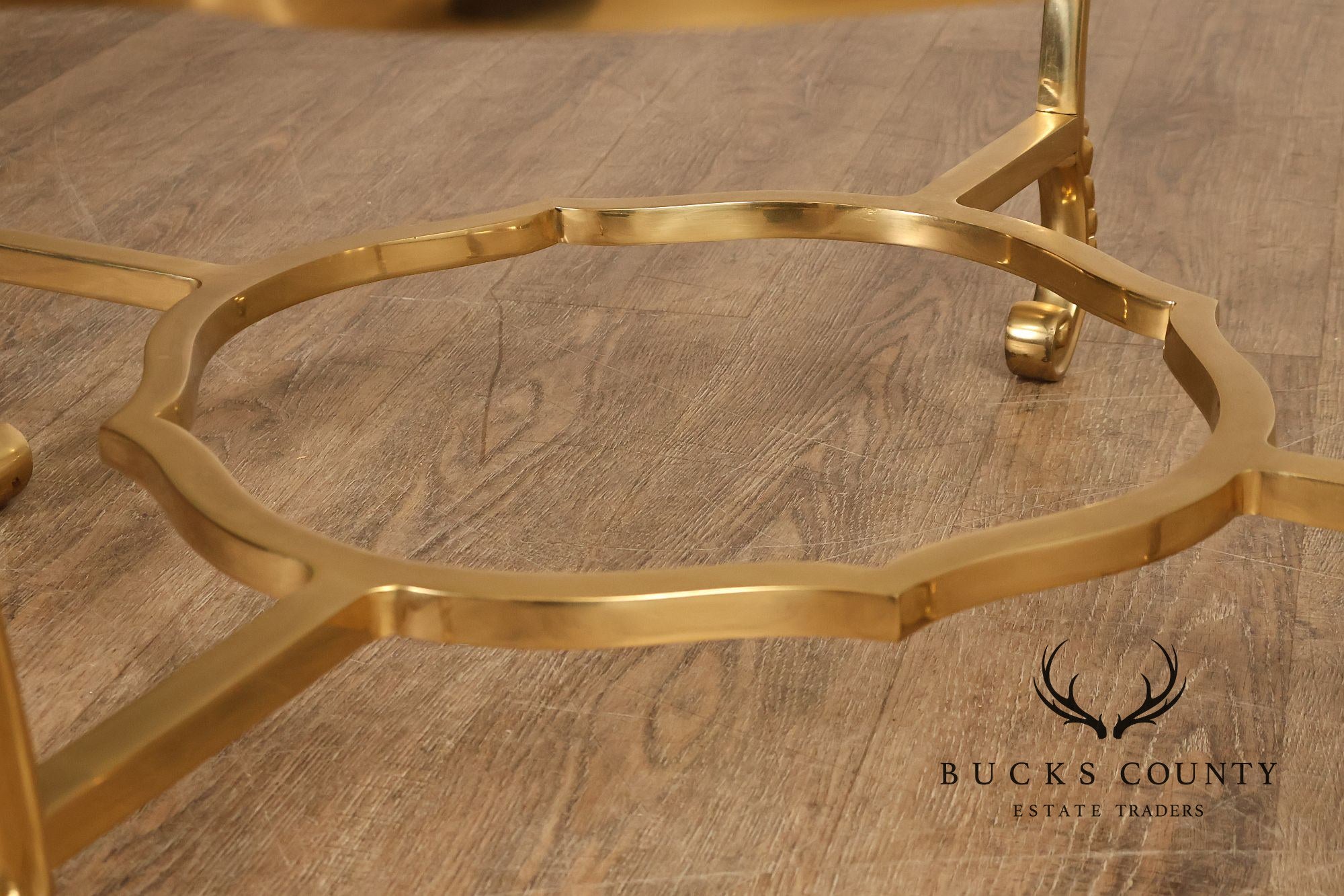 LaBarge Scalloped Brass And Glass Coffee Table