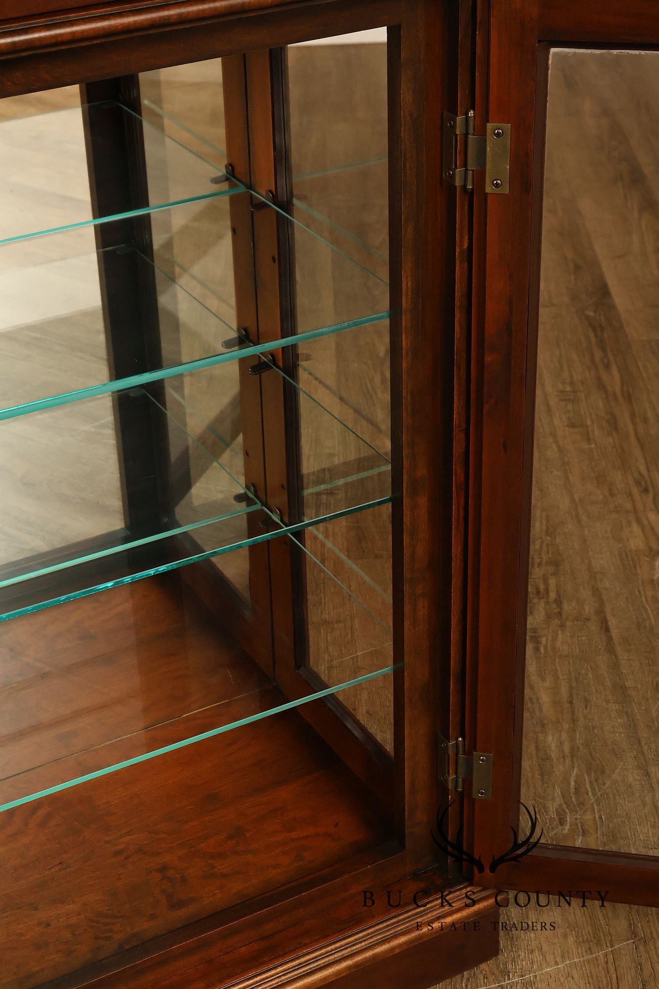 Narrow Cherry Lighted Curio Display Cabinet With Glass Shelves