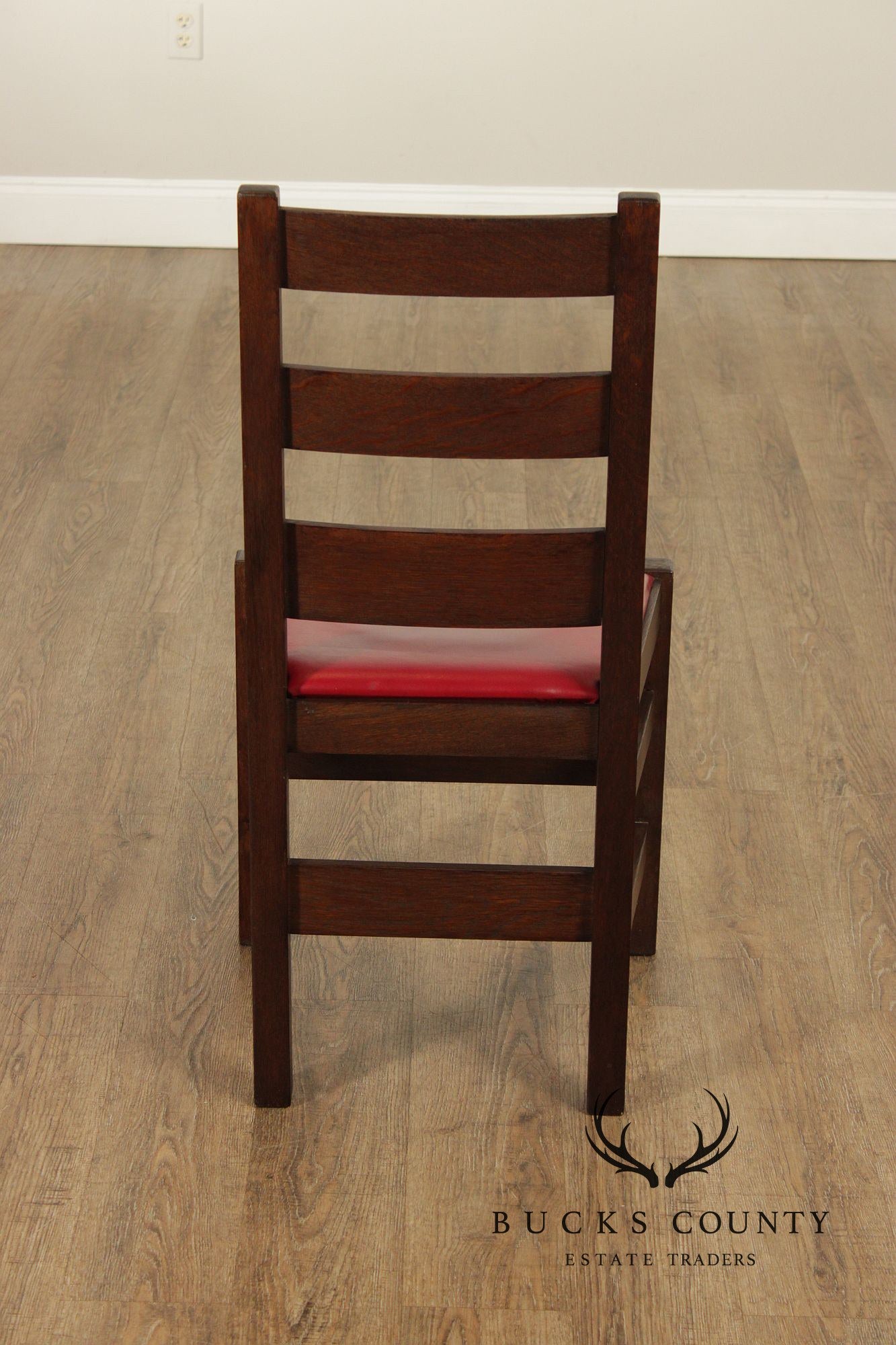 Antique Stickley Brothers Mission Oak Set Of 8 Ladder Back Dining Chairs