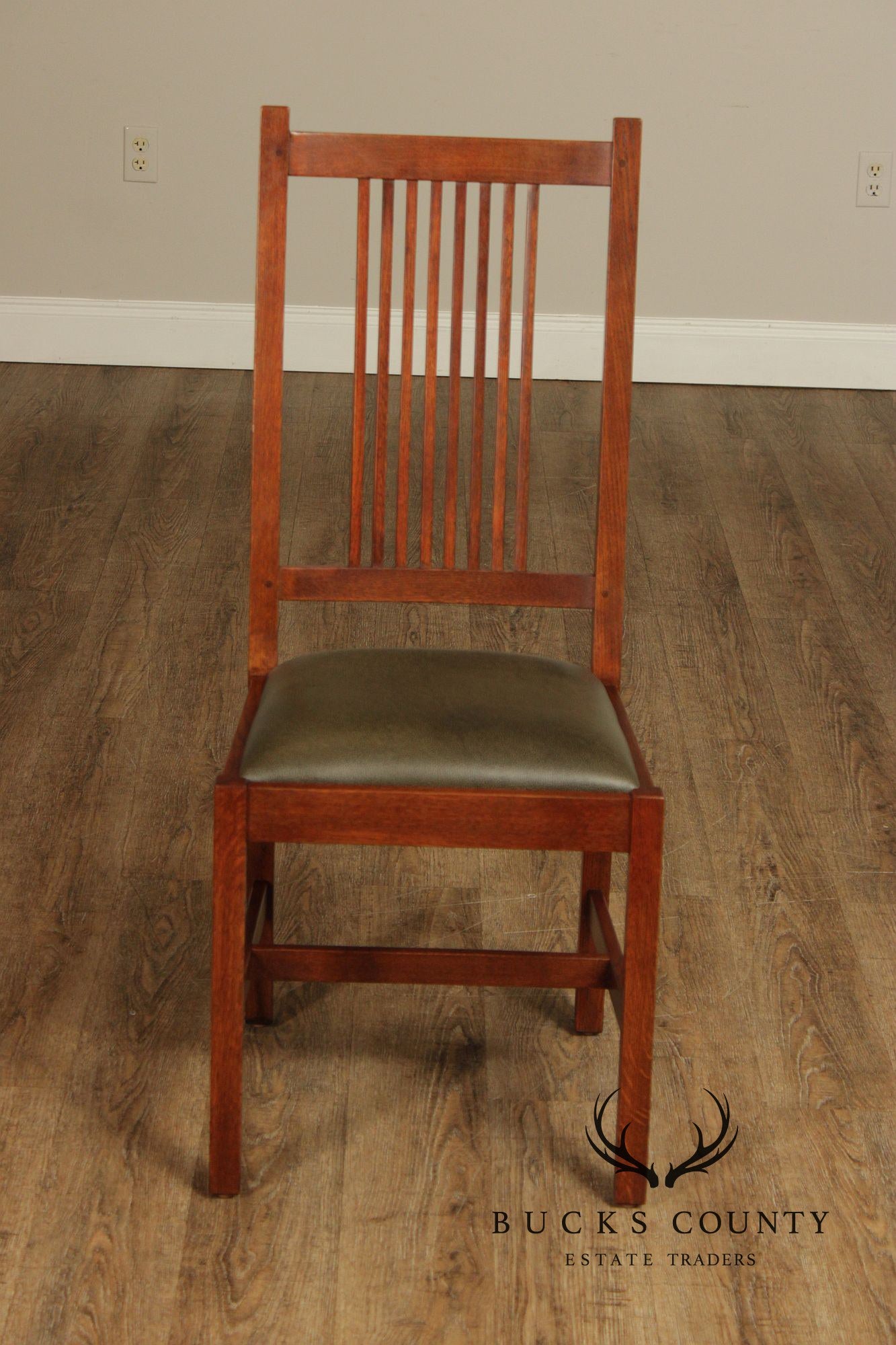 Stickley Mission Collection Pair Oak Spindle Side Dining Chairs