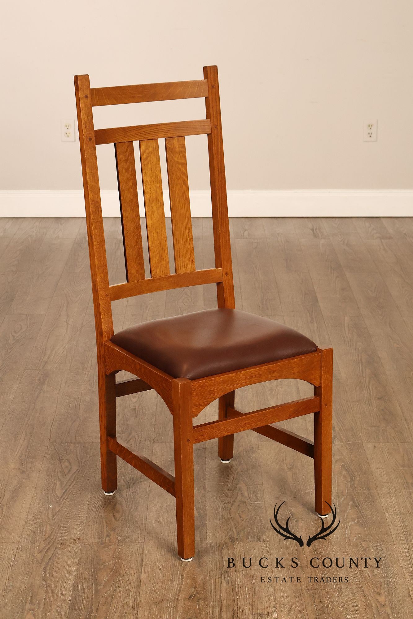 Stickley Mission Collection Set of Six Harvey Ellis Oak Dining Chairs