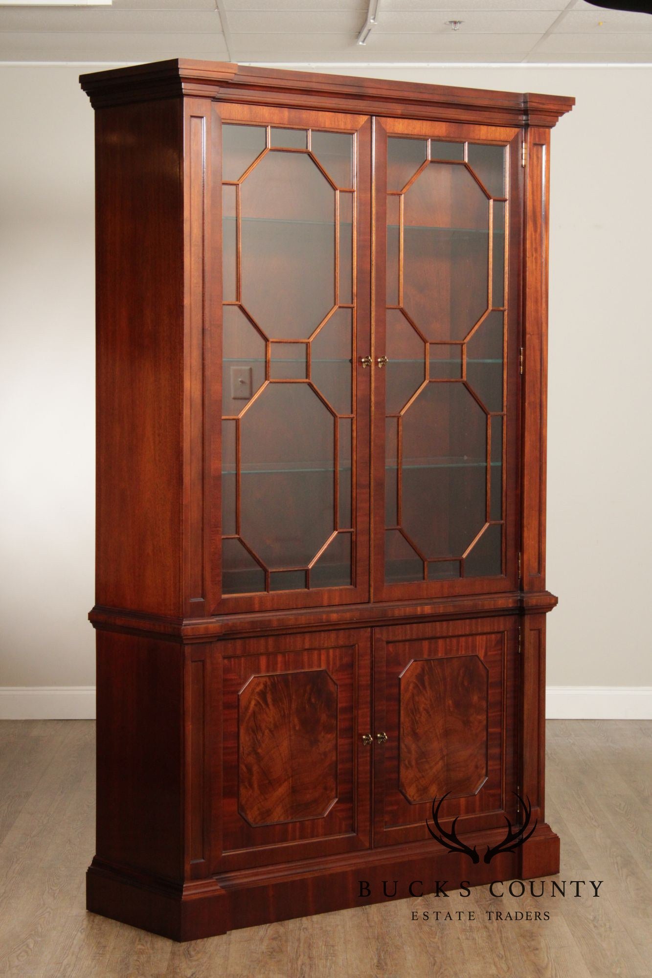 Baker Regency Style Mahogany Bookcase China Cabinet