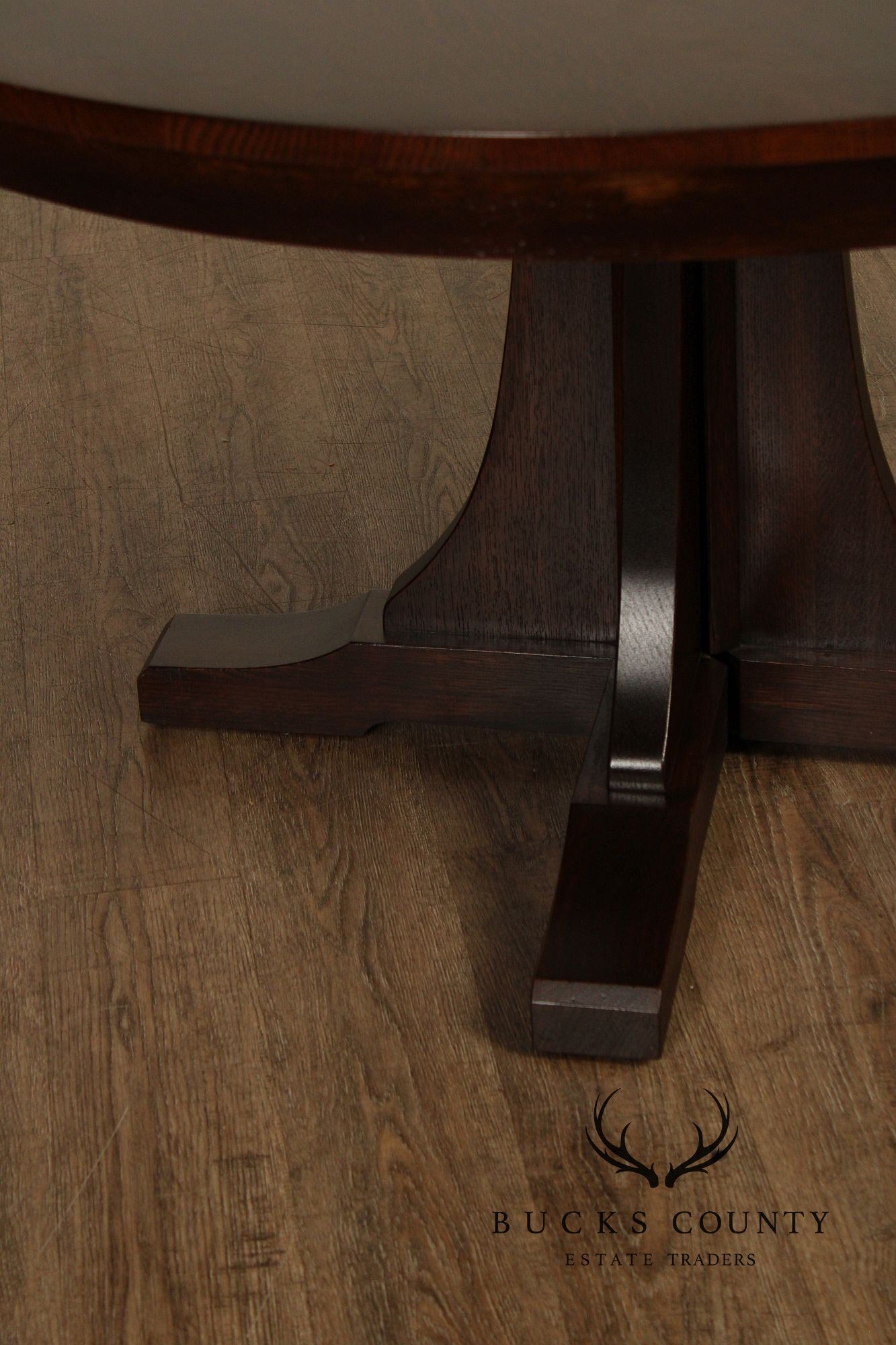 Stickley Mission Collection Round Oak Extendable Dining Table
