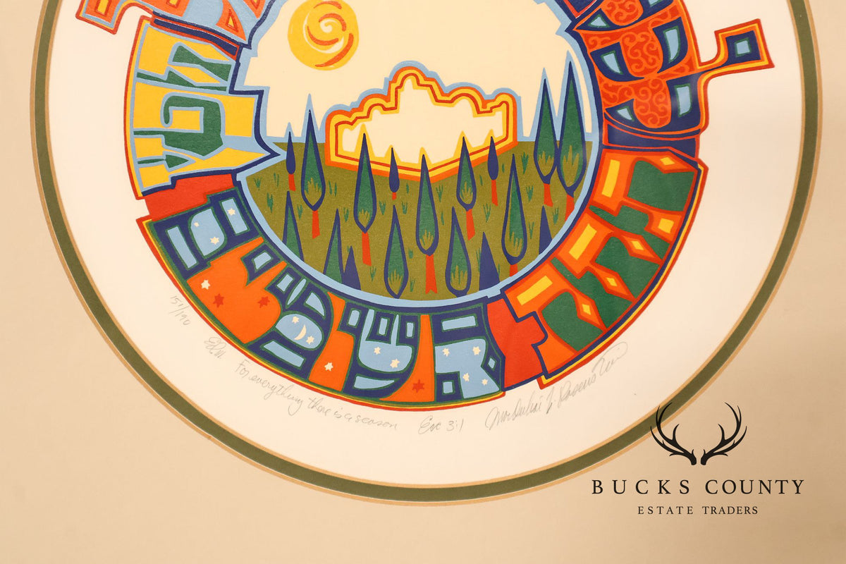Mordechai Rosenstein Judaica Serigraph, 'For Everything There's a Season'
