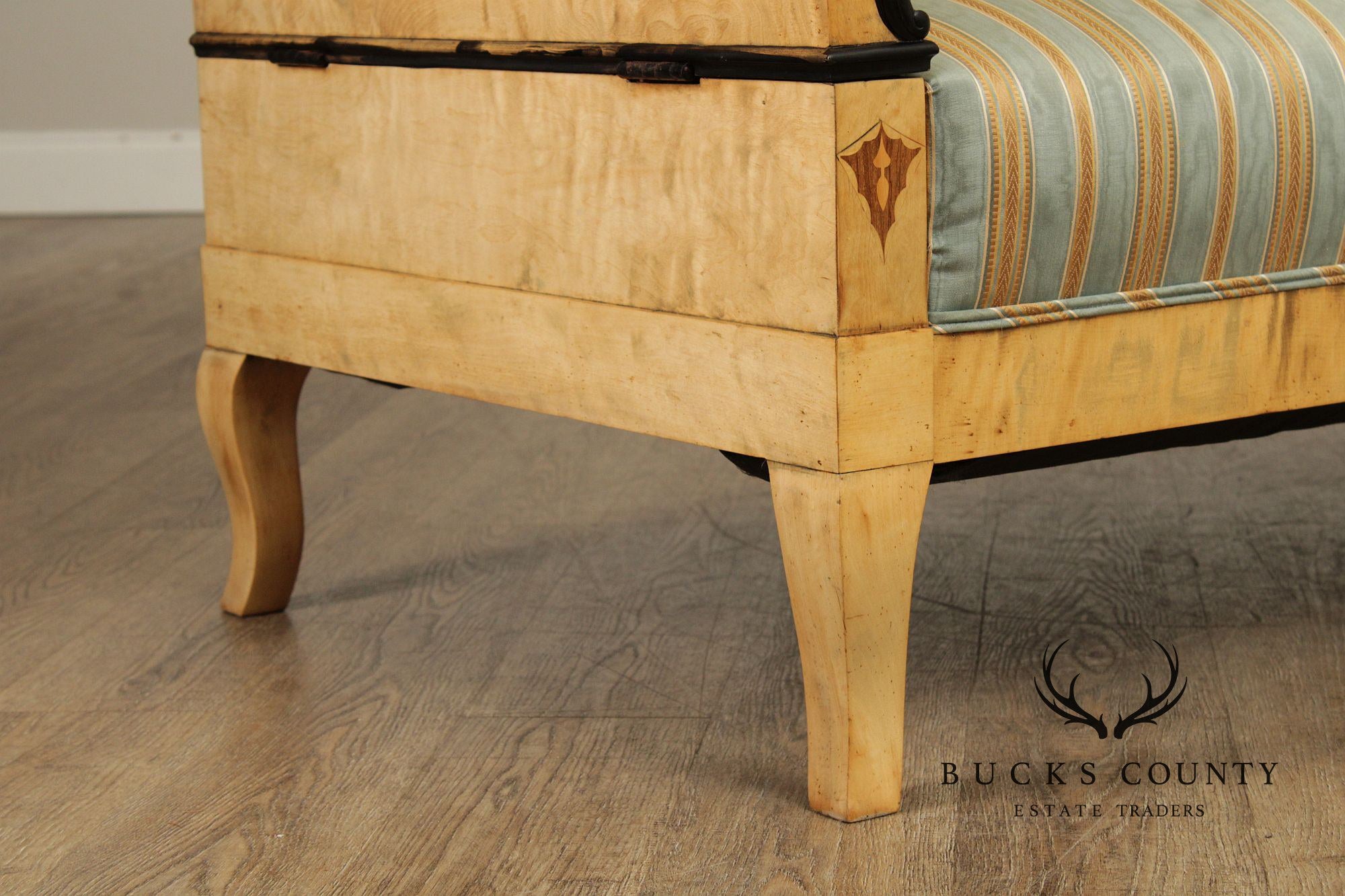 Antique Biedermeier Inlaid Flame Birch Sofa