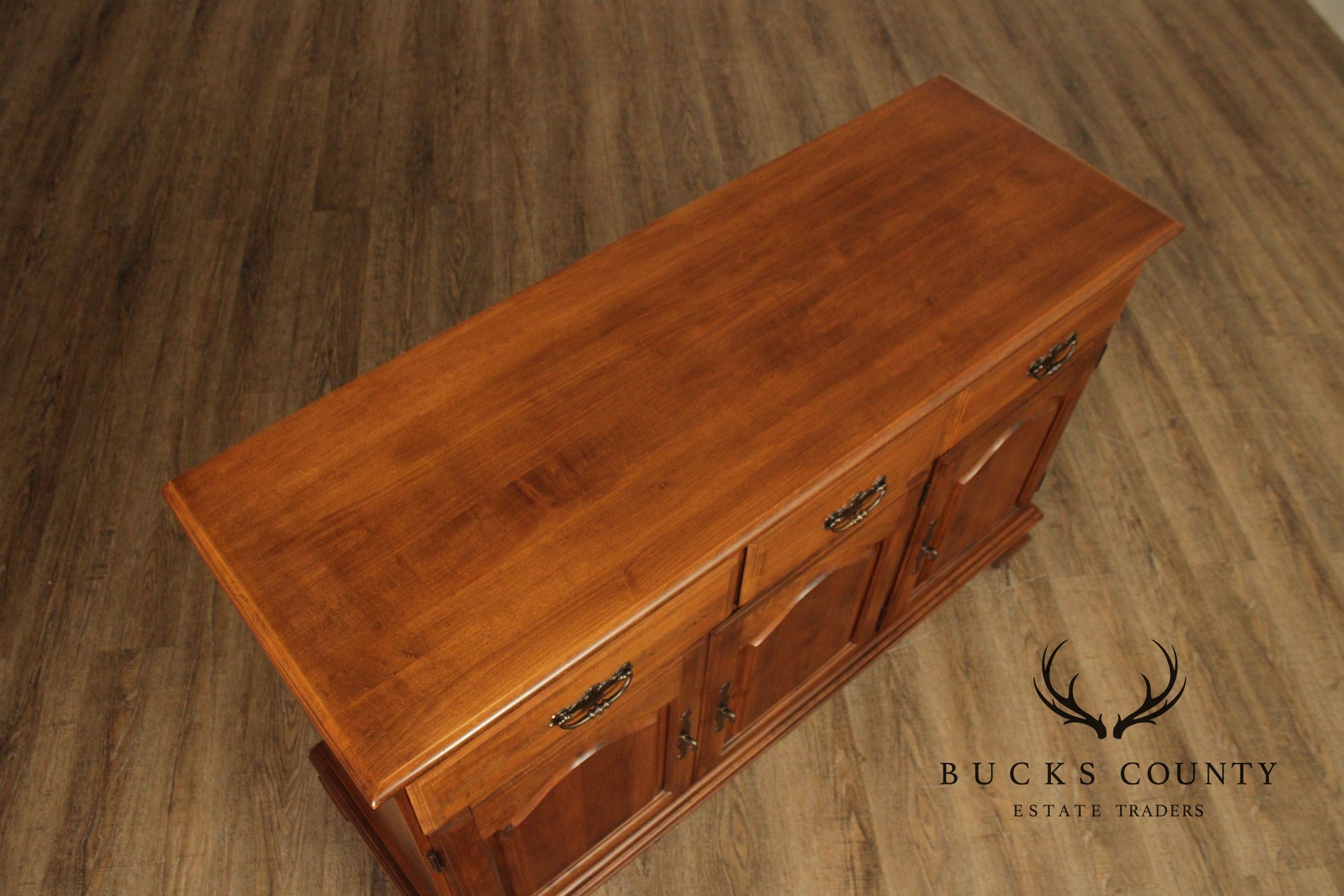 Solid Maple Colonial Revival Style Vintage Sideboard Buffet