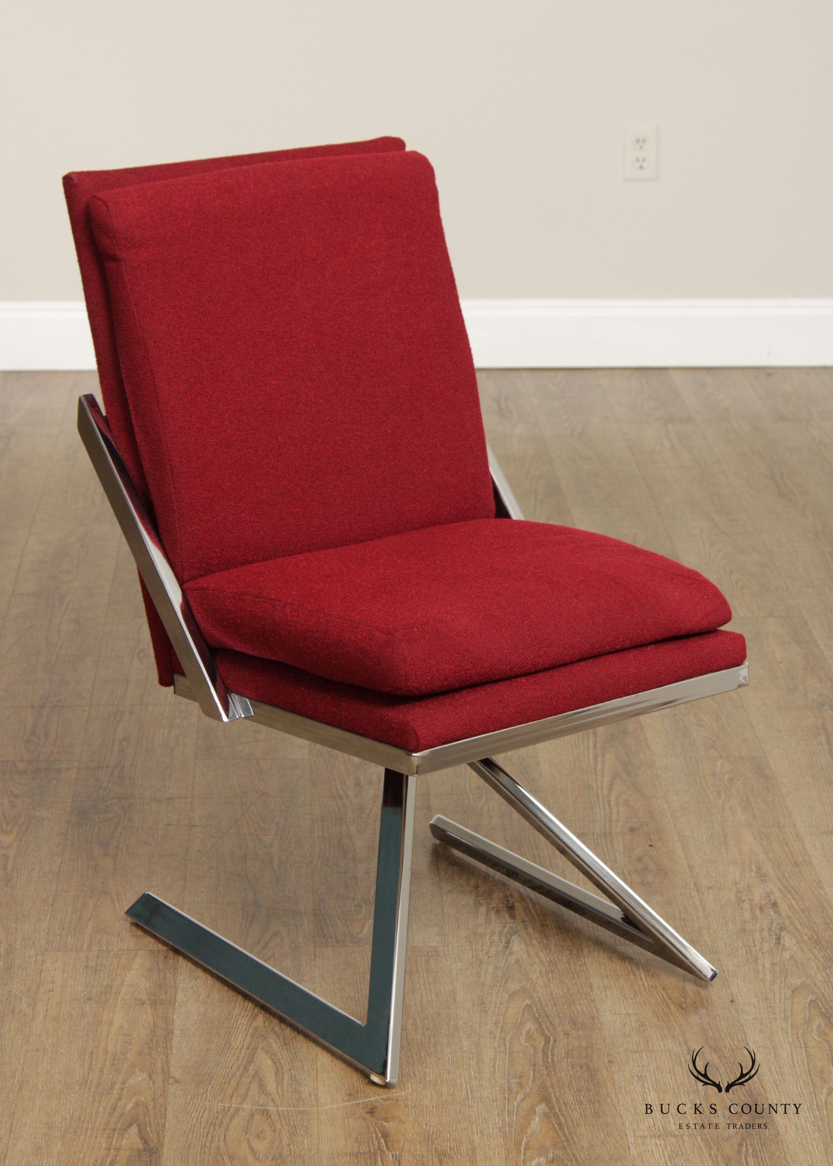 Contempo Mid Century Modern Set of Six Z- Frame Swivel Dining Chairs