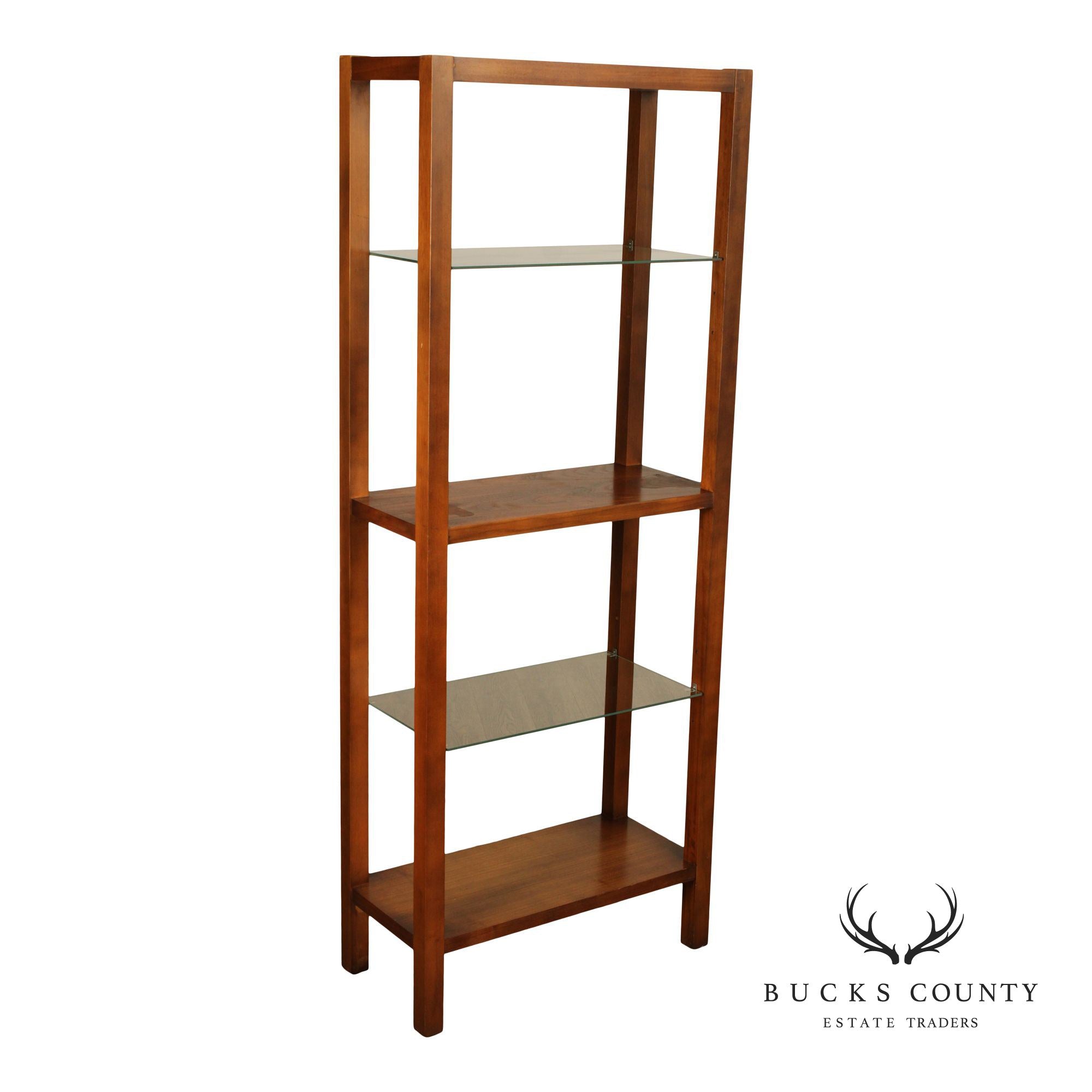Lane Mid Century Modern Walnut Open Etagere Bookcase