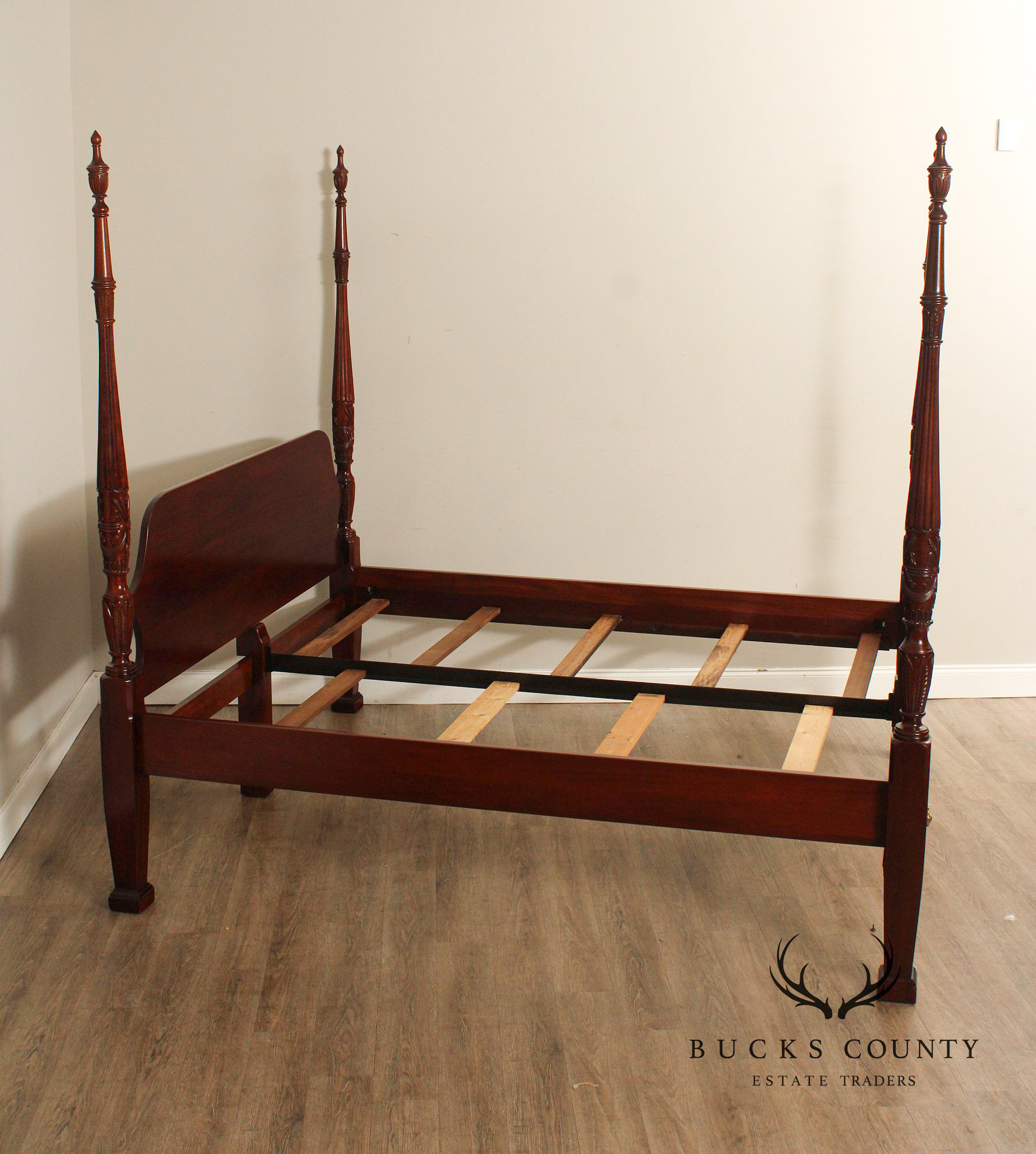 Link Taylor Mahogany King Rice Carved Poster Bed