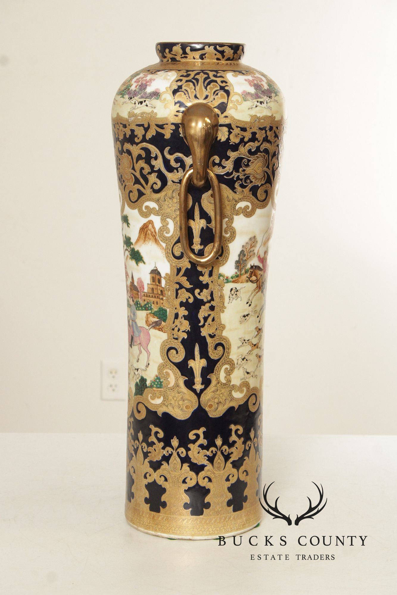 Vintage Chinese Pair of Satsuma Floor Vases