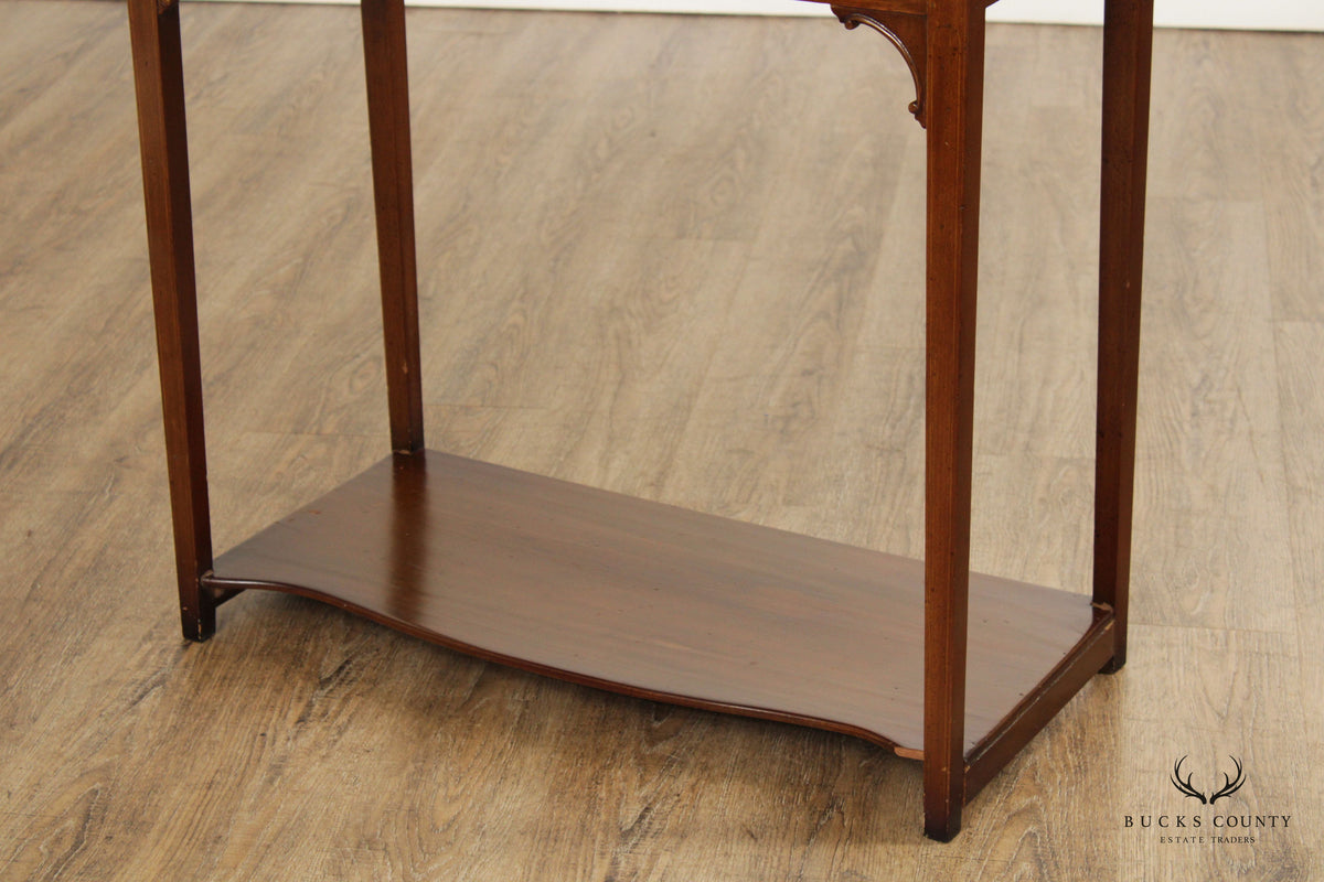 Georgian Style Mahogany Two-Drawer Server Console Table With Gallery