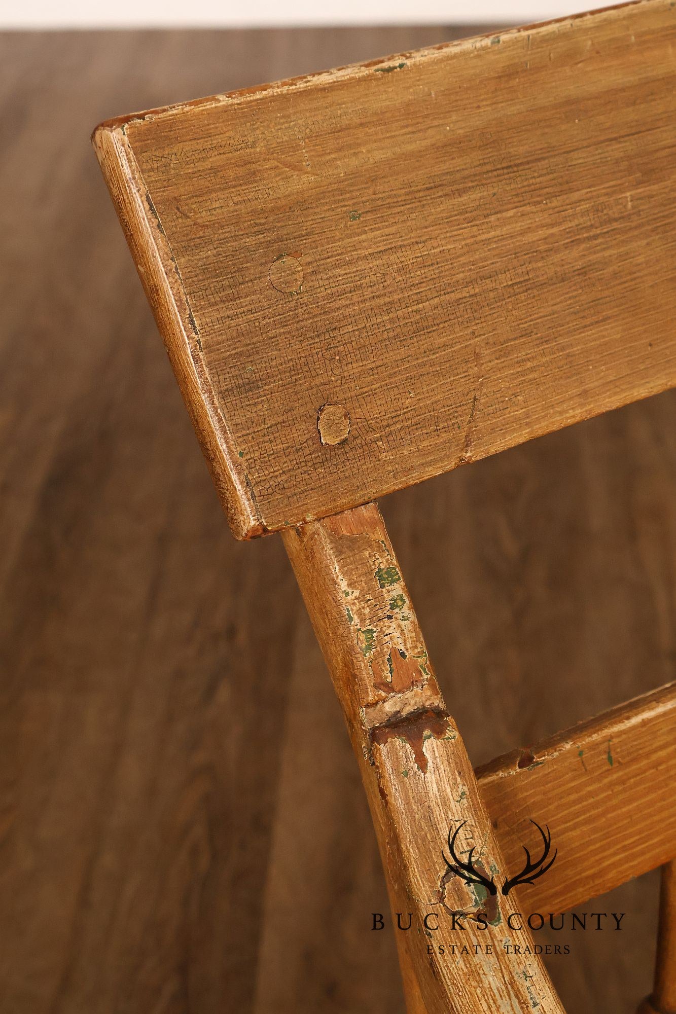 Antique Grain Painted American Deacons Bench