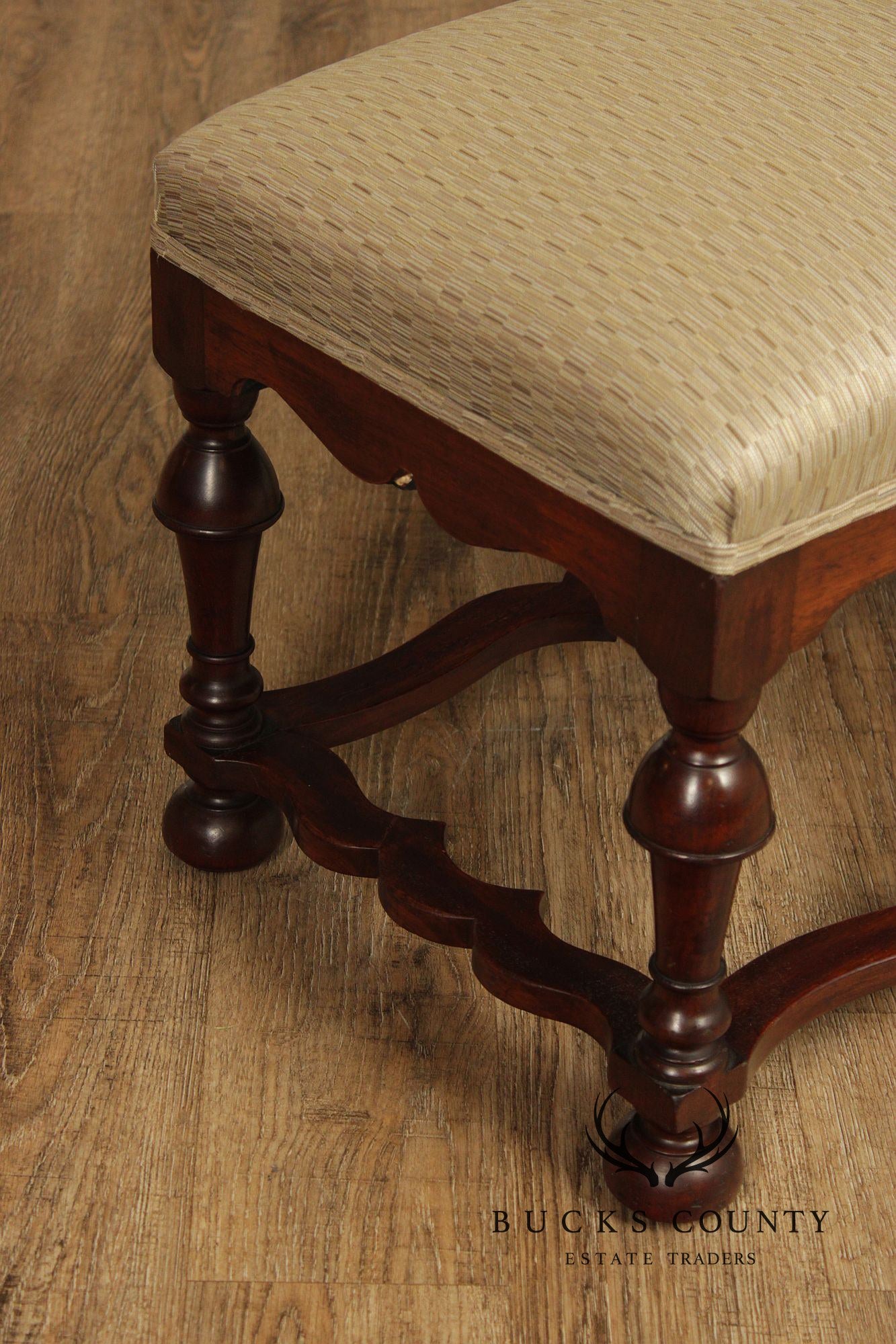 William & Mary Style Antique Carved Mahogany Bench