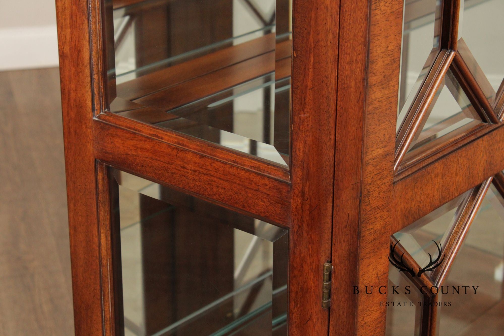 Henkel Harris Georgian Style Pair of Mahogany Display Case Cabinets