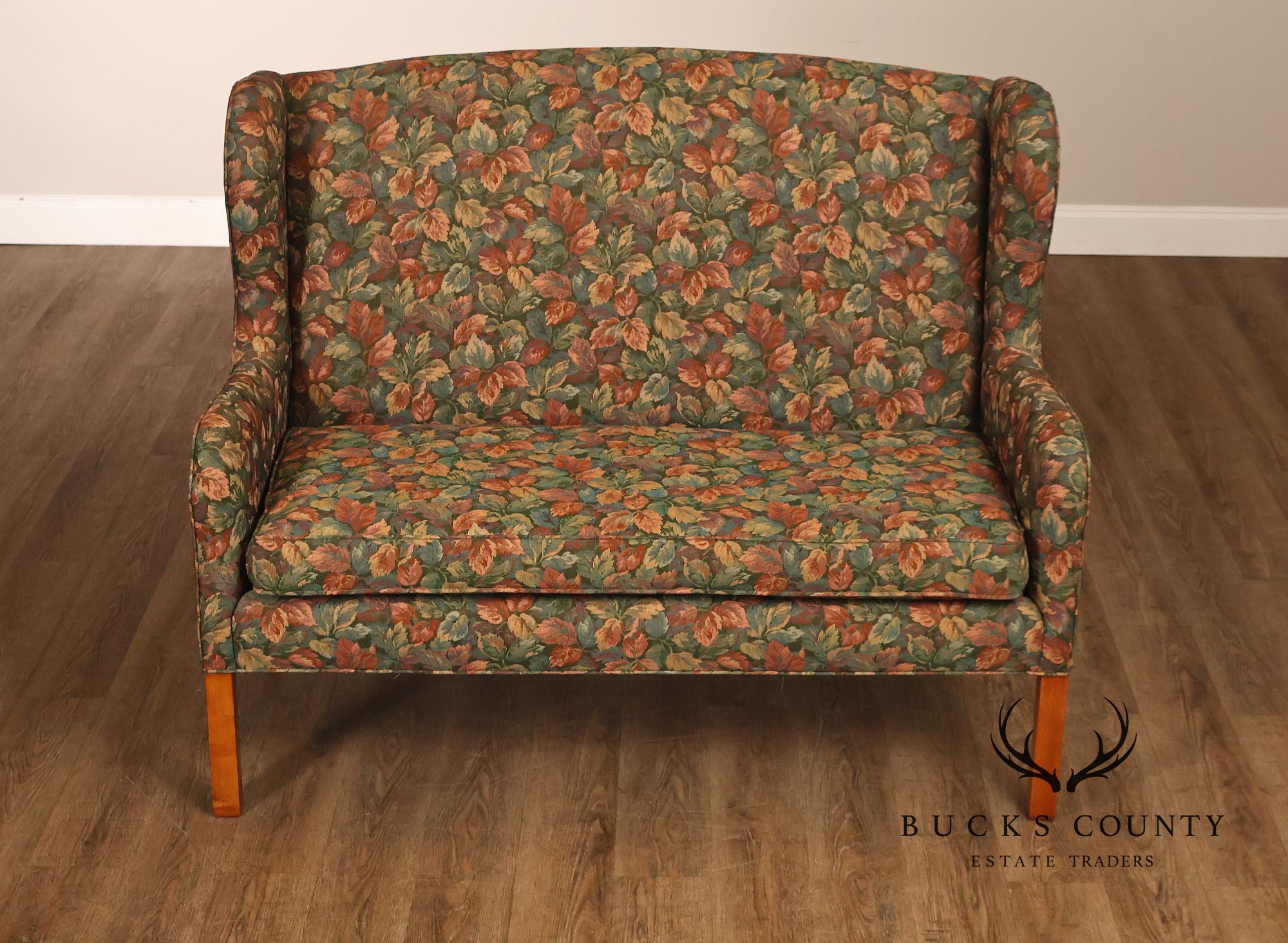Traditional Upholstered Loveseat With Floral Fabric